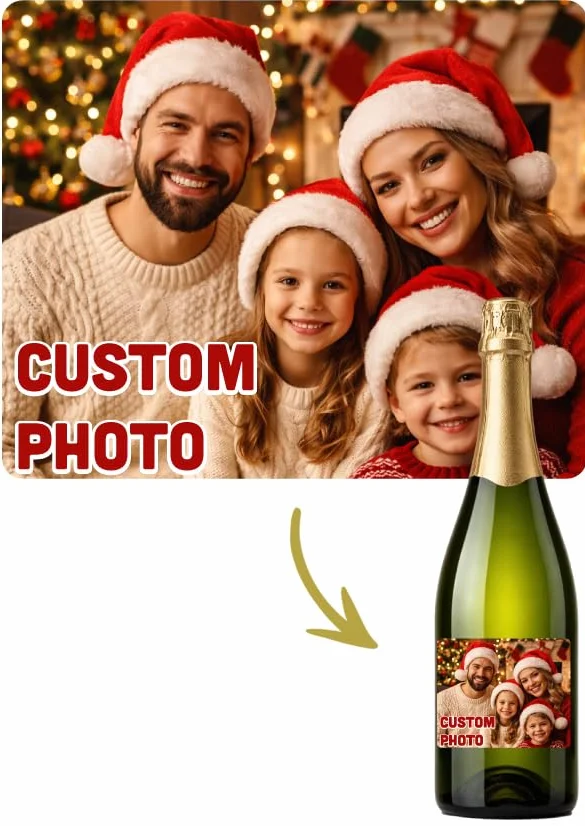 ETIKIDS Etiquetas Personalizadas para Botellas de Cava, Pegatinas para Vino y Champagne