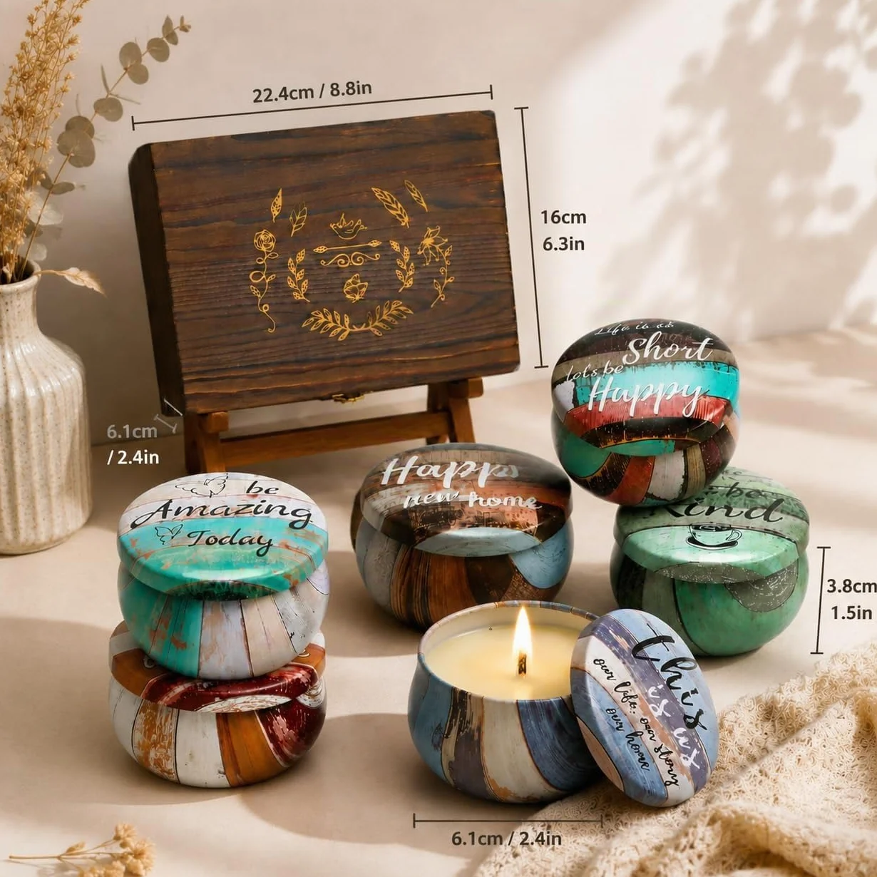 Velas Perfumadas para Mujer Navidad Regalar Amigo Madre Juego de Vela Aromáticas Relajantes de Soja Naturales Decorativas Set Regalo Cumpleaños Compañera Regalos Boda para Invitados