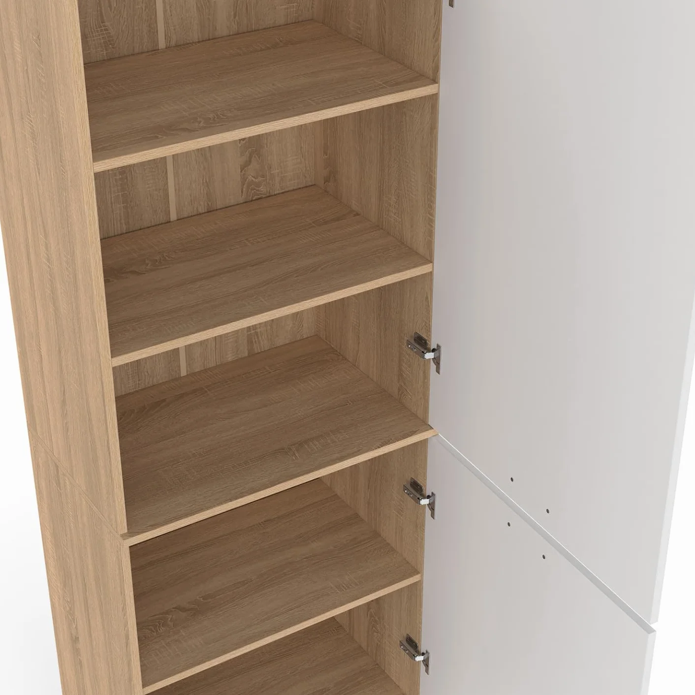 IDMarket CINA - Columna de cocina 60 cm, 2 puertas, forma de haya y blanco