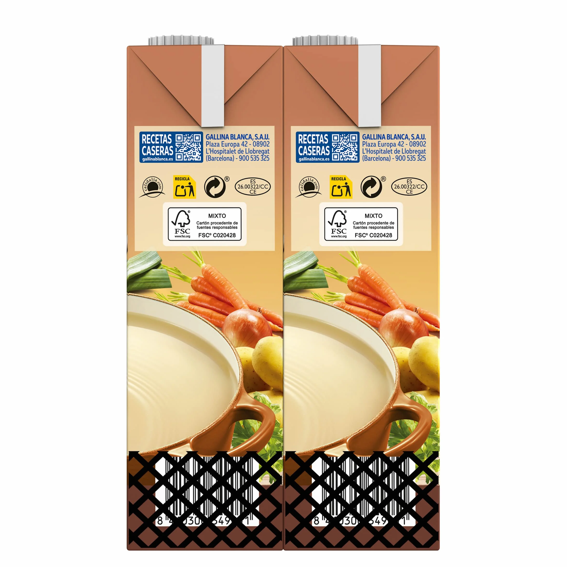 Gallina Blanca Caldo Casero de Pollo 100% Natural 1L Paquete de 4