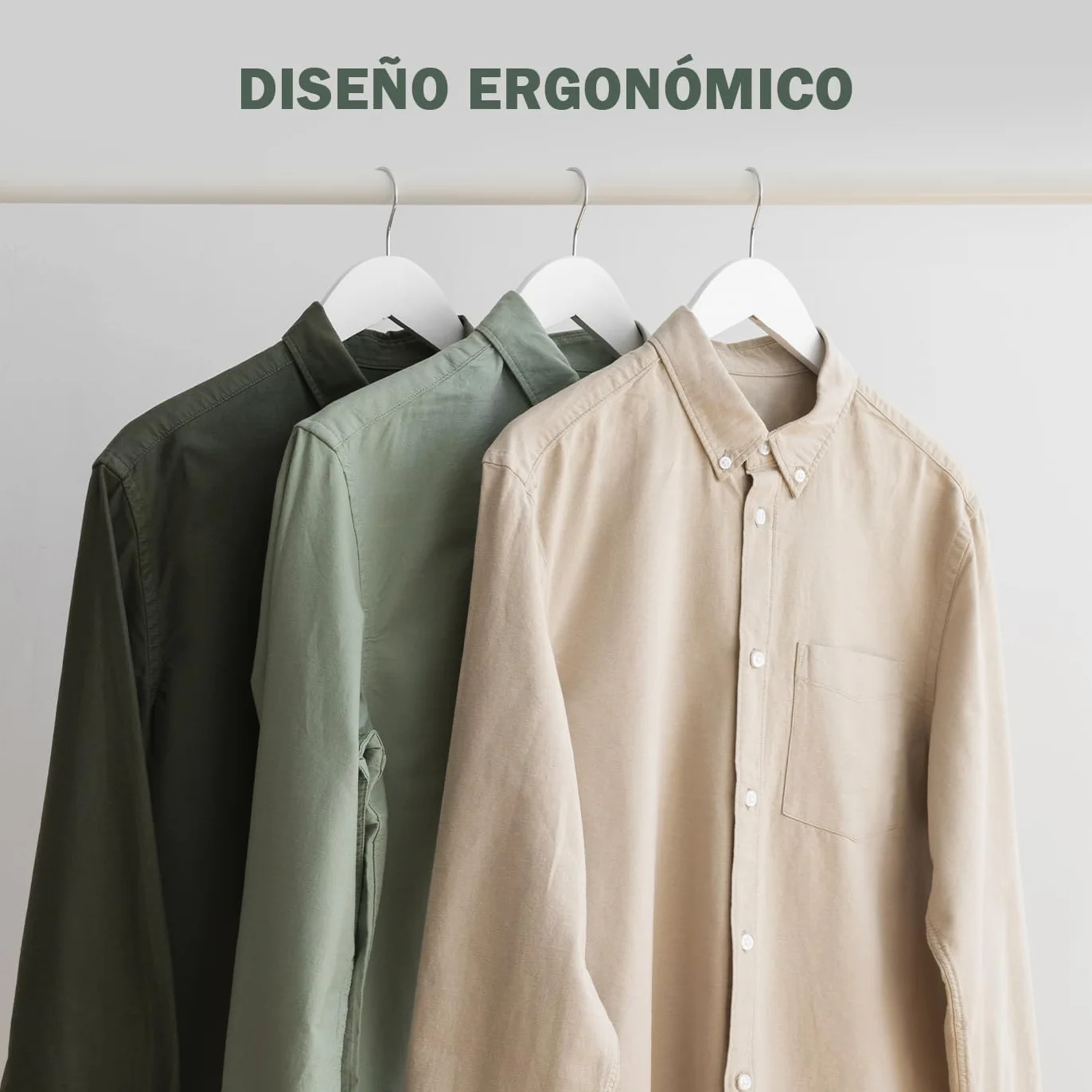 MERCURY TEXTIL - Perchas Ropa de Madera Natural, Gancho Giratorio 360°, Barra Antideslizante para Pantalones, Ideal para Trajes, Vestidos y Chaquetas, Perchas Madera (Blanco, 10 Unidades)
