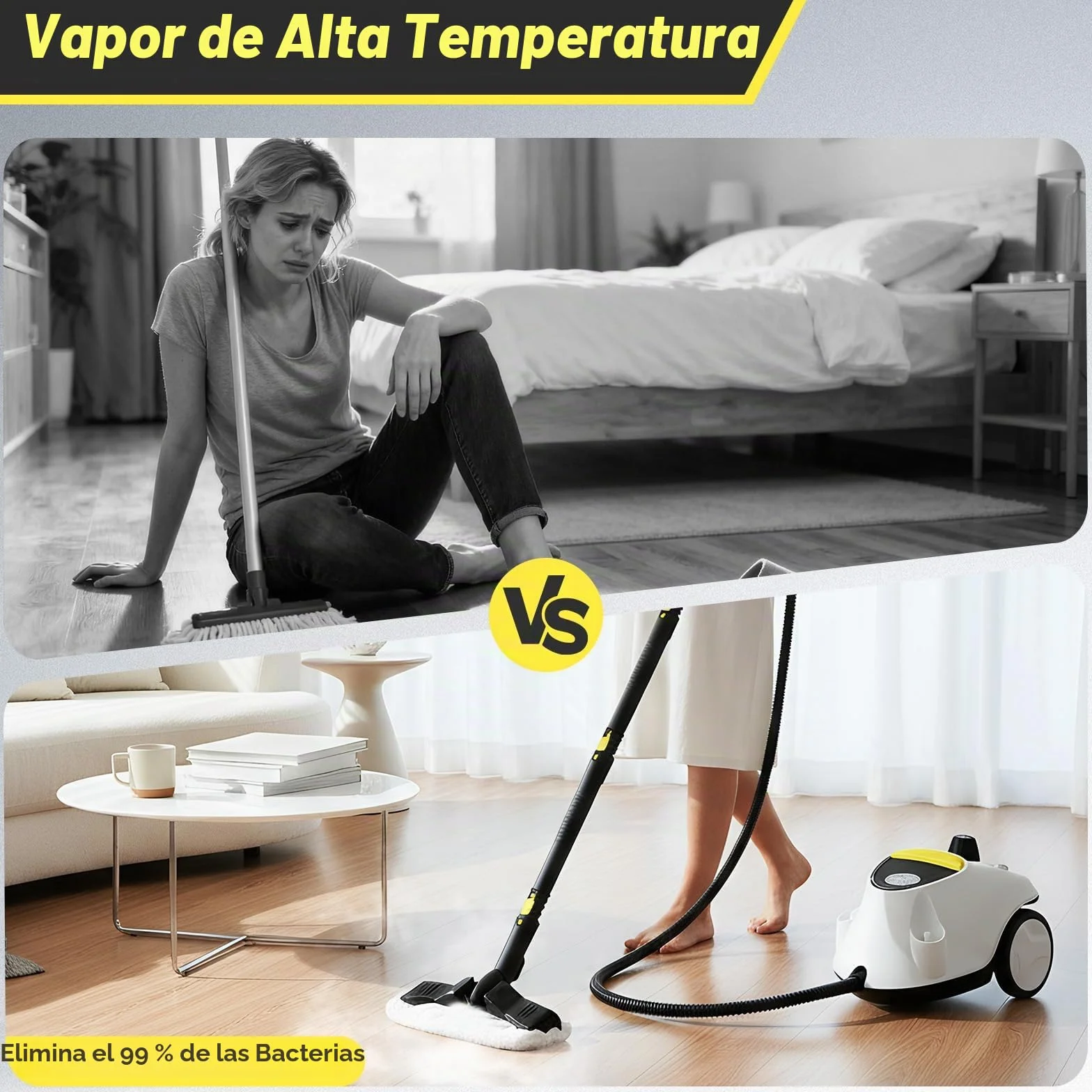 Limpiador de Vapor 2100W 2,1L Acero Inoxidable 304 Presión 5 Bares 105°C
