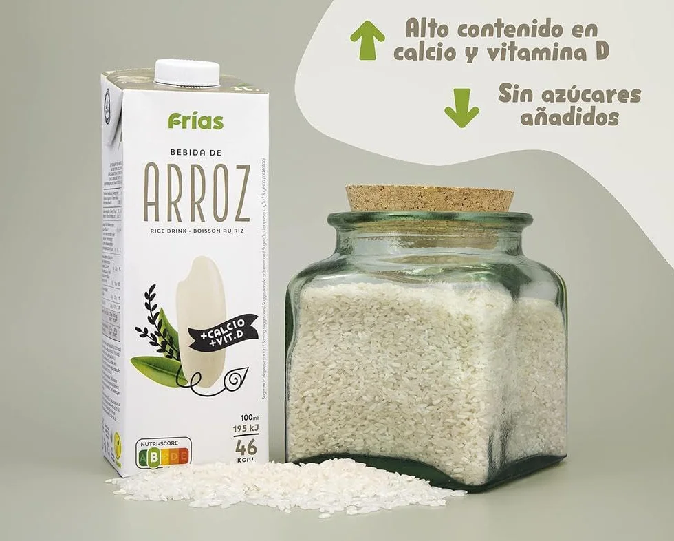 Frías Bebida Vegetal de Arroz Pack 6x1L Rica en Calcio y Vitamina D Sin Gluten Sin Lactosa Sin Azúcares Añadidos