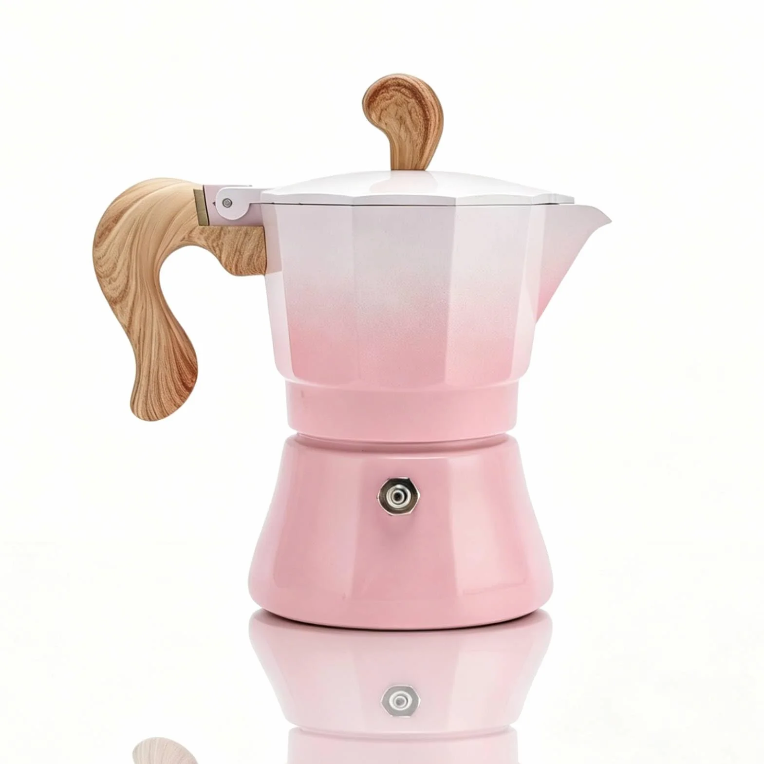 Percolador de Café para Estufa, Pot de Aluminio de Válvula Única 150ml, Gradient Pink