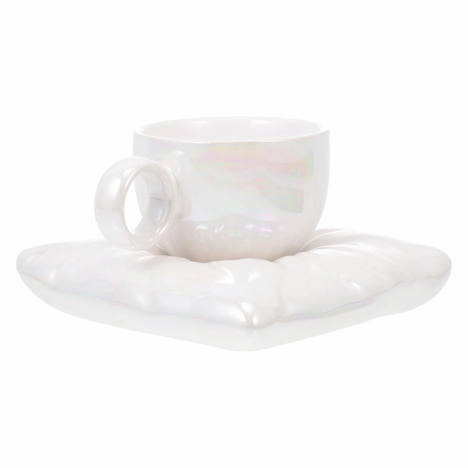 ULTECHNOVO Juego de Tazas de Café de Cerámica Platillo, Diseño Creativo y Estilo Encantador, Adecuado para Oficina y Café, Set de 1