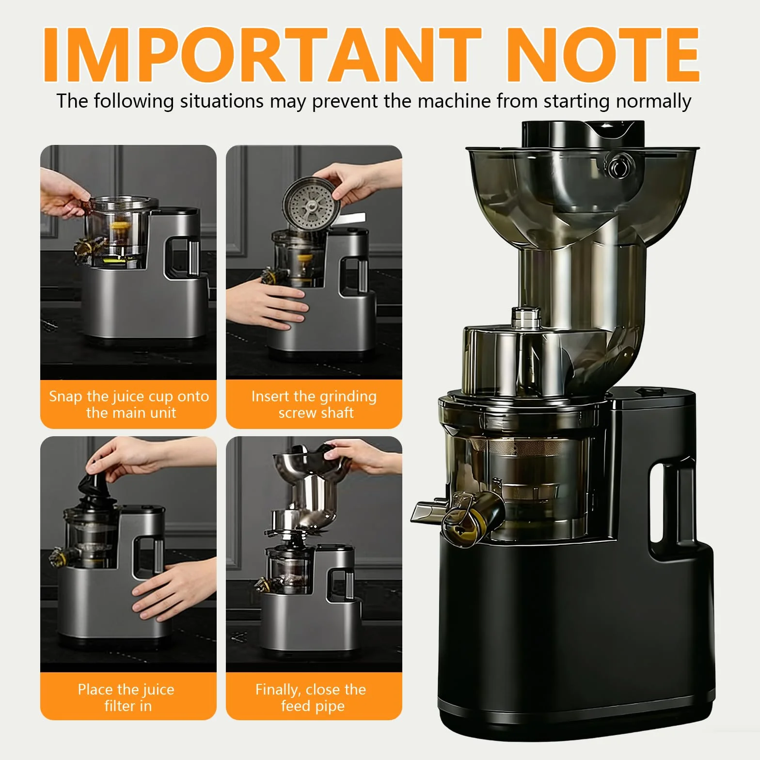 Extractor de Zumos y Verduras, 500W Licuadora Prensado en Frio para Verduras Frutas Enteras, Slow Juicer con Apertura Extractor de 170mm, Fácil Montaje y Limpieza, Sin BPA, Alto Rendimiento de Zumo