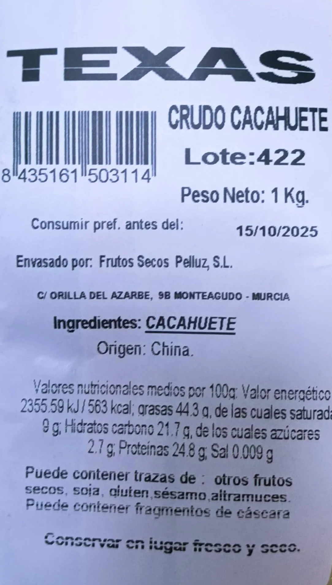 Cacahuetes Crudos Sin Sal 1 Kg - Cacahuetes Naturales con Cáscara - Pelluz