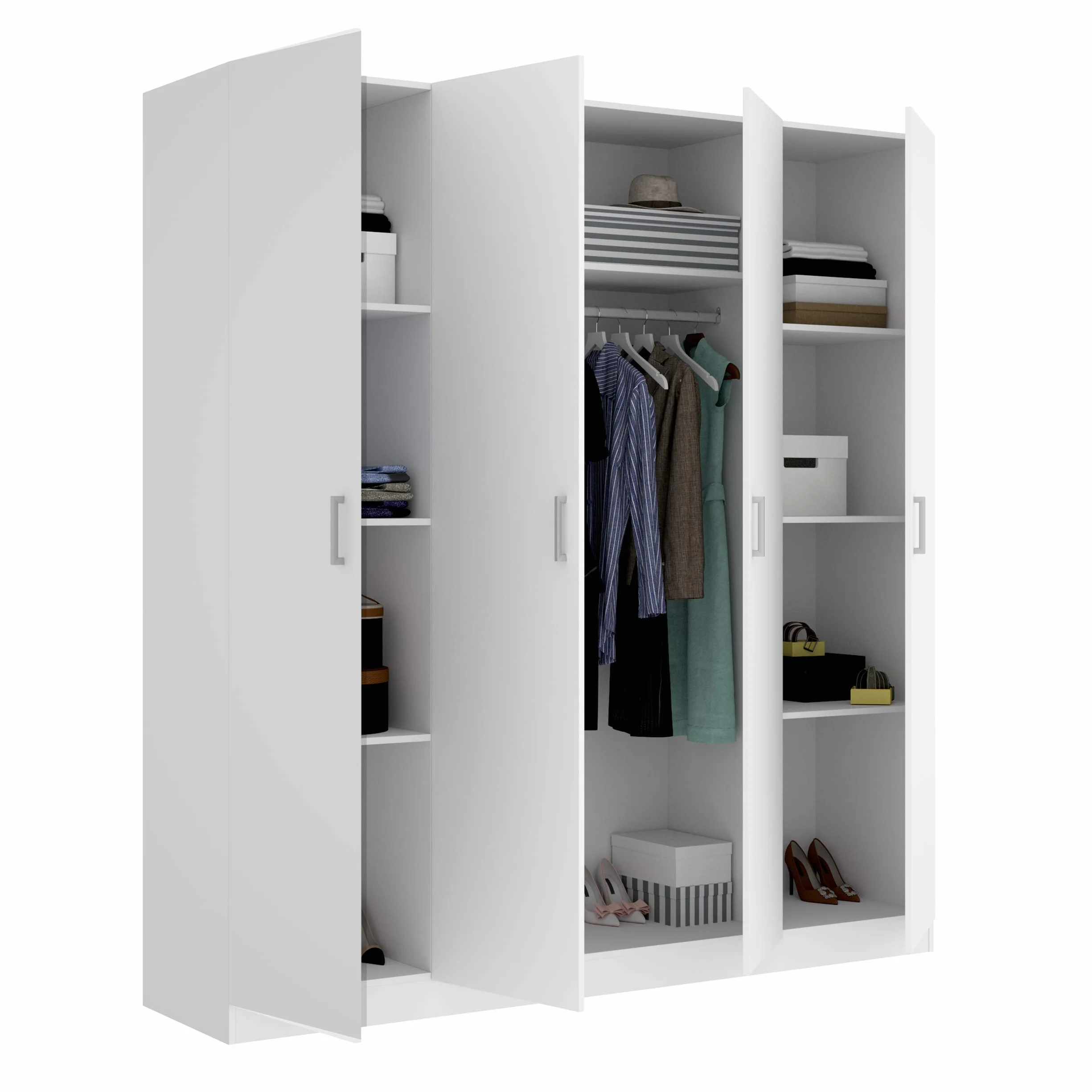 Mobelcenter - Armario 4 Puertas Maxi - Armario Matrimonio 215 cm de Altura - Color Blanco - Ancho: 200 cm x Fondo: 52 cm x Alto: 215 cm - (1202)
