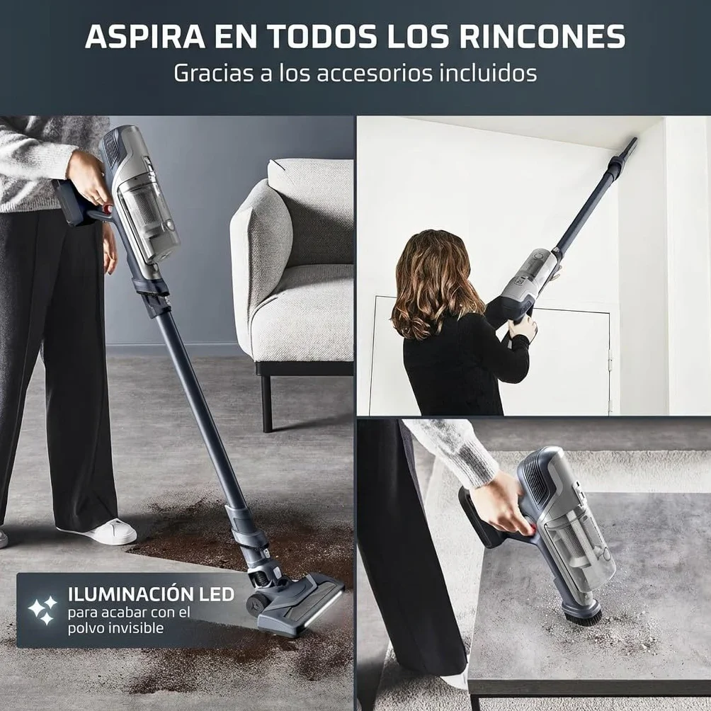 Rowenta XPert 6.60 - Aspiradora escoba versátil sin cable, con 3 funciones en 1 multiespacios, batería de litio, 2 velocidades, gatillo Boost, ligero y portatil, Gris oscuro, RH6836