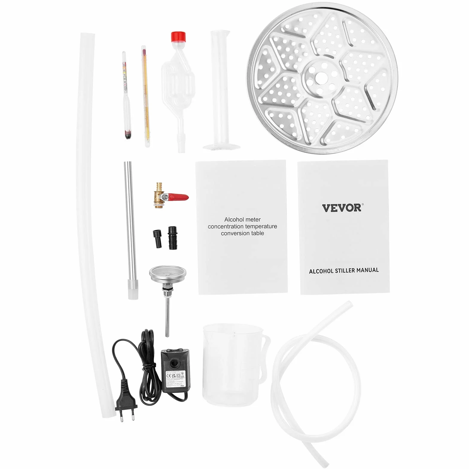VEVOR Destilador de Alcohol 10L Acero Inoxidable Bomba de Agua 6,8-8 W Kit de Destilación