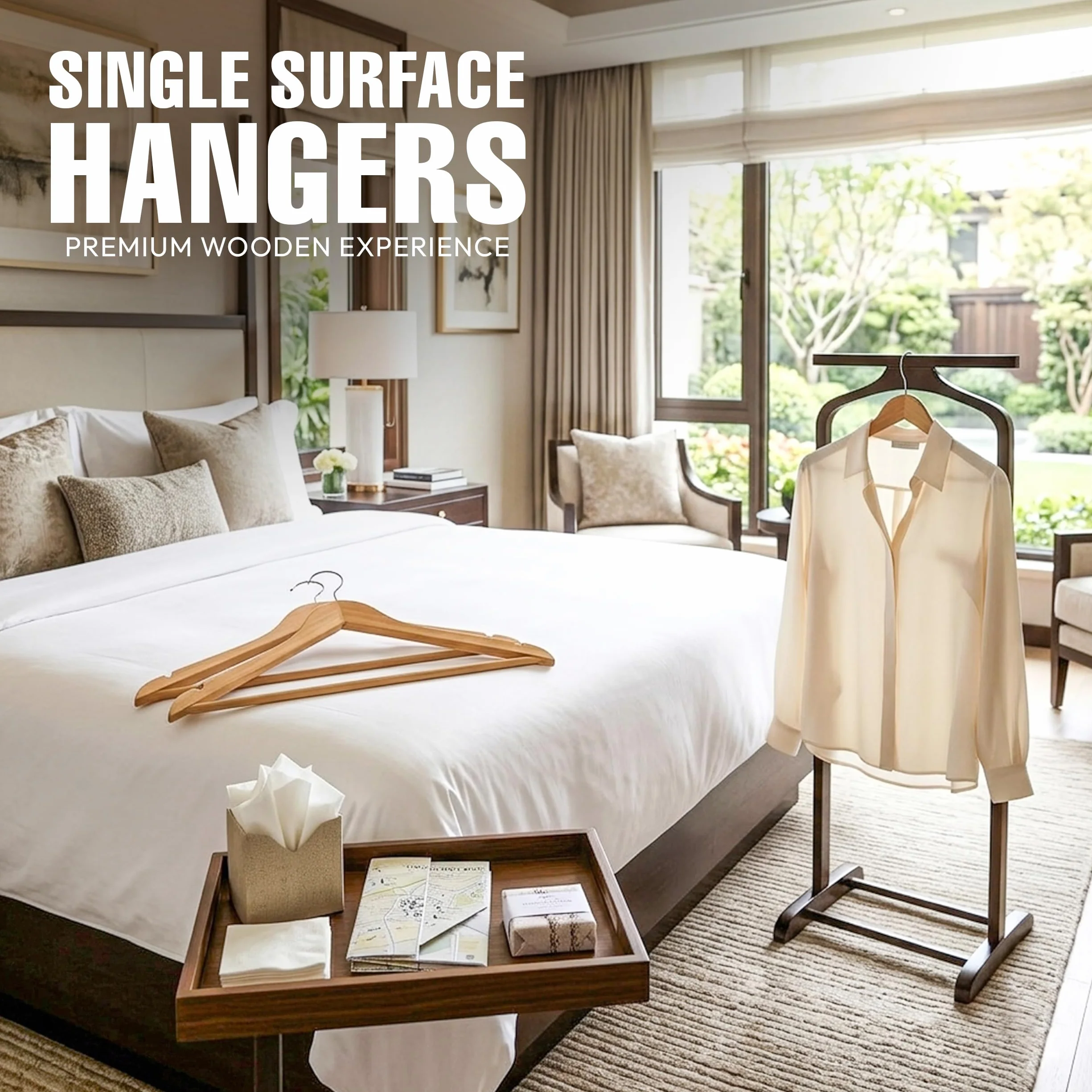 Utopia Home Paquete de 20 Perchas de Madera con Barra para Pantalones y Ranuras para los Hombros, Diseño Robusto y Delgado para Abrigos, Trajes, Pantalones y Chaquetas, Natural