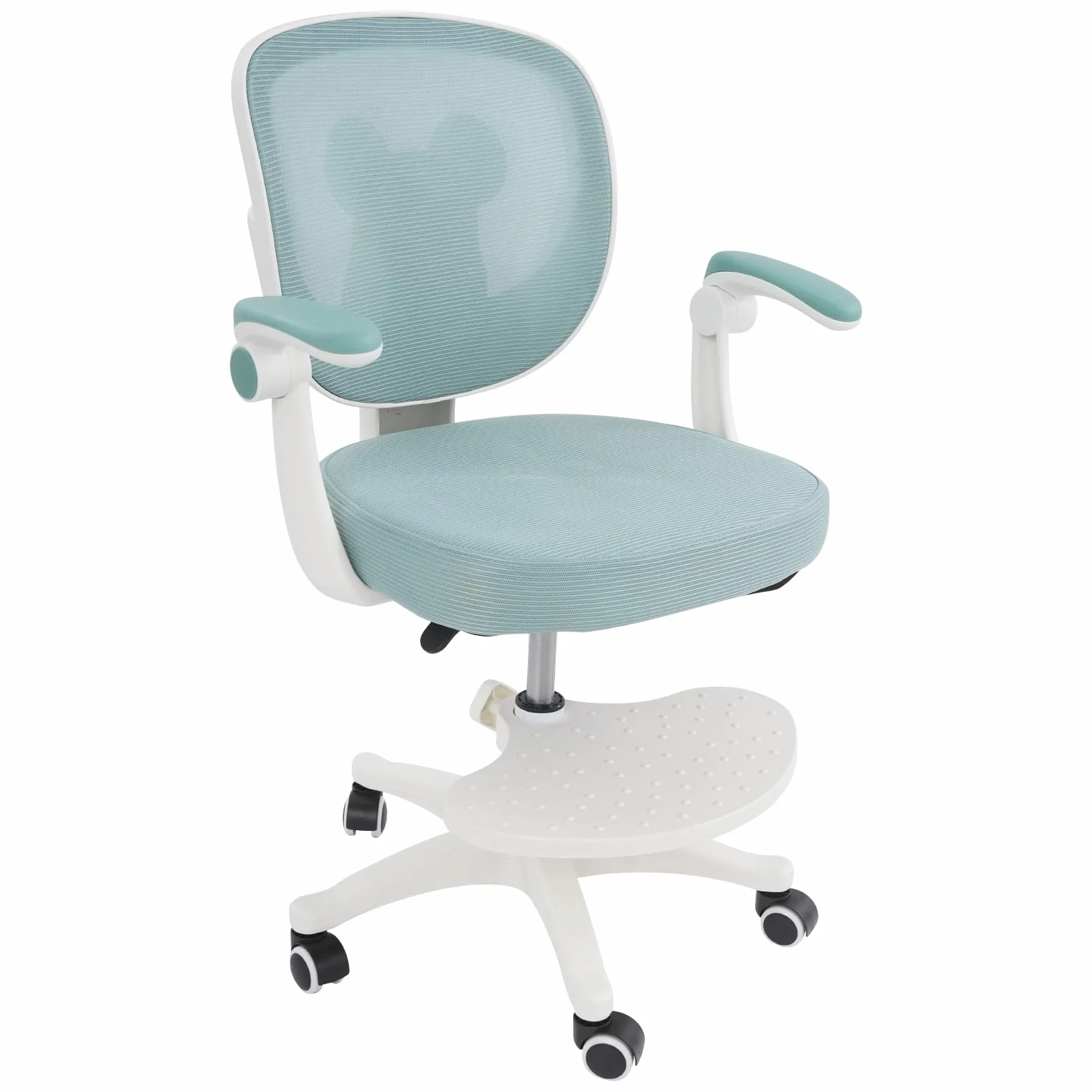 Silla de escritorio infantil, altura del asiento de 36 – 46 cm, altura regulable, silla de oficina con reposabrazos ajustables a 90°, silla de ordenador con ruedas, silla ligera, tela de malla