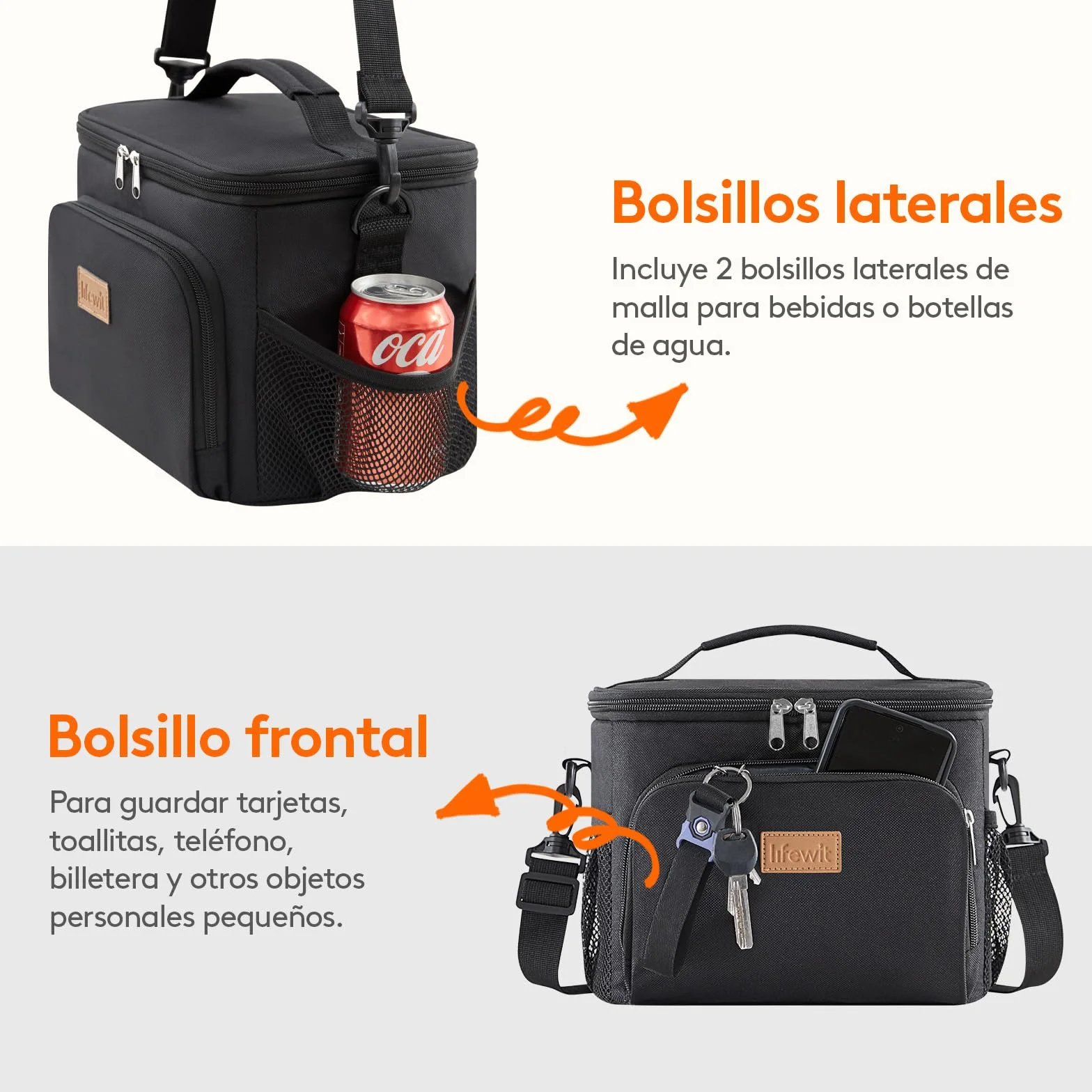 Lifewit Bolsa Térmica Porta Alimentos 9L, Nevera Portátil Impermeable para Trabajo, Playa, Picnic, Viaje, Negro