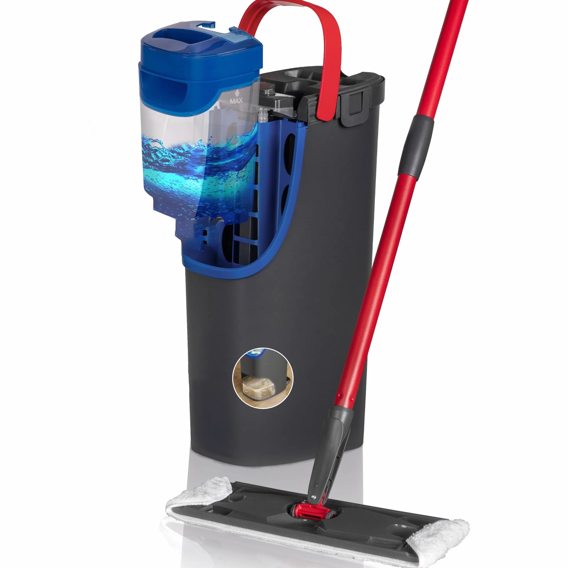 Vileda H2Pro Sistema de mopa Plana Agua Limpia y Sucia Separadas Escurrido con una Mano Microfibra