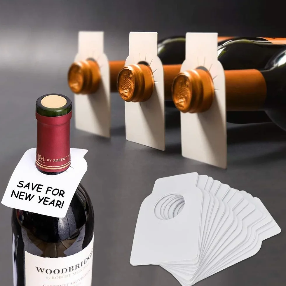 Etiquetas Plásticas para Botellas de Vino Champagne Cerveza 100 Pcs 2,8cm