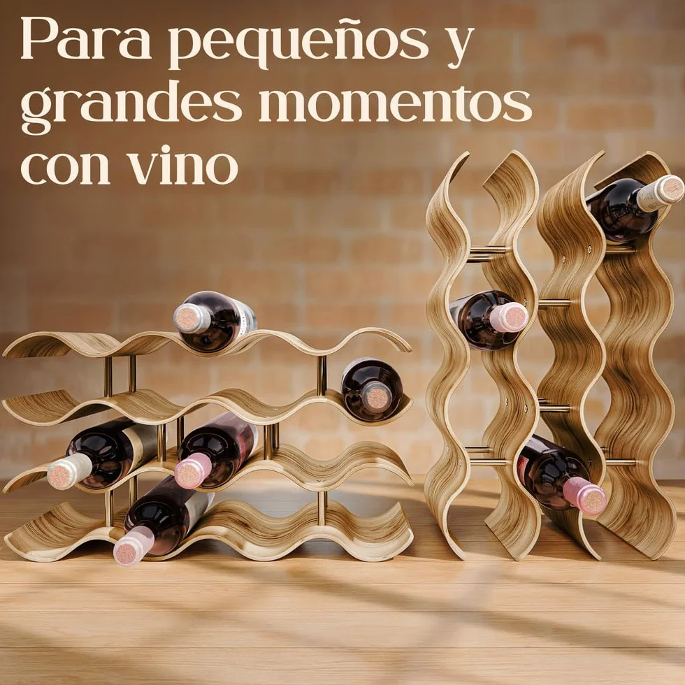 Dreiklang - be smart Botellero de Madera para 14 Botellas | Estable y autoportante, diseño Moderno y Decorativo | Compacto y Ahorra Espacio, pequeño y Estrecho, 4 Niveles (43 × 37 × 15,7 cm)