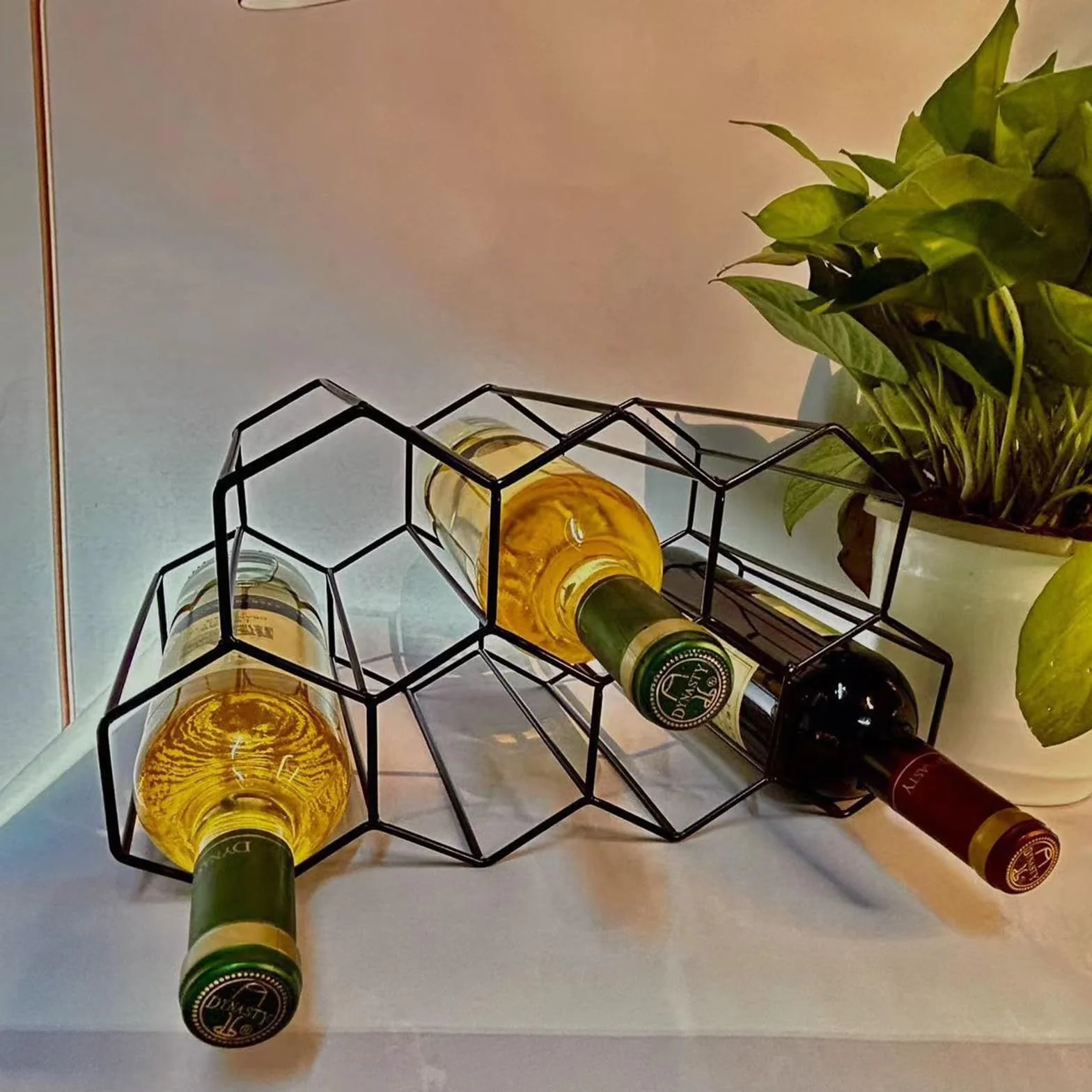 Estante de Vino Independiente, Estante para Vino, Estante para Botellas de Vino de Hierro, Botellero de Metal, Botellero de Pie, para Bar, Bodega, Salón, Cocina, Bodega (Negro)