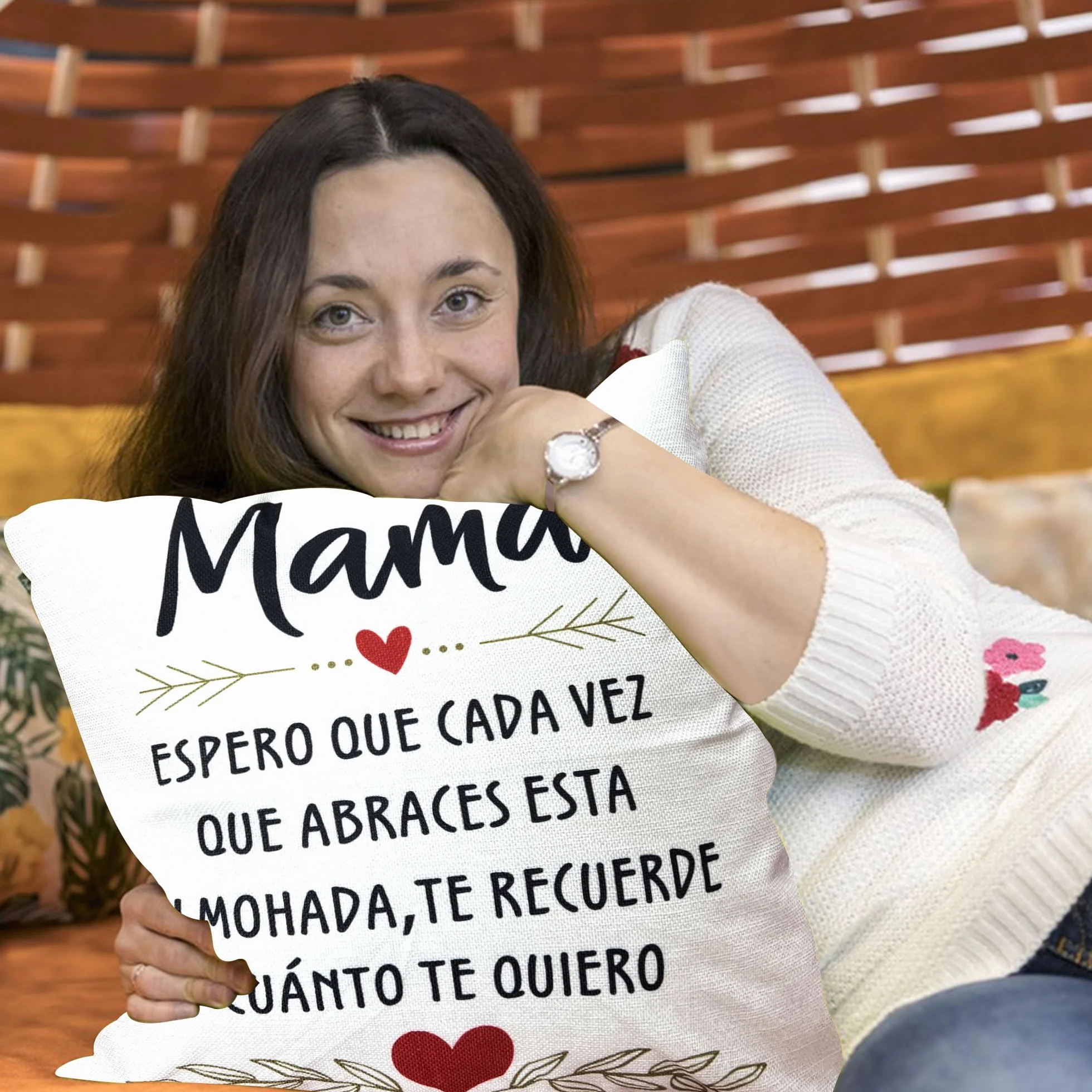 Cojín Regalo para Mamá - Funda de Cojín Hija Hijo - Espero Que Te Quiero - Cumpleaños, Día de la Madre, Navidad