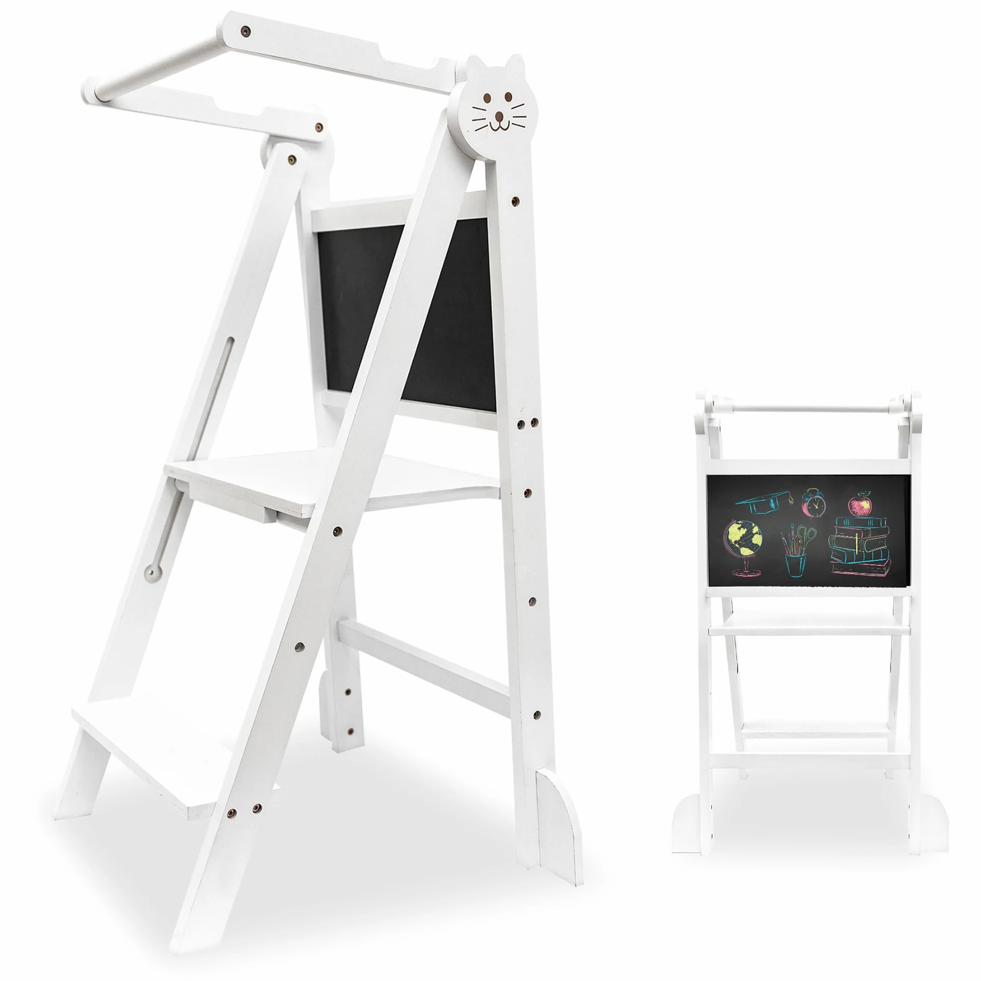 OemmieTorre de Aprendizaje - Torre Montessori - Escalera Plegable para Niños (Blanco)