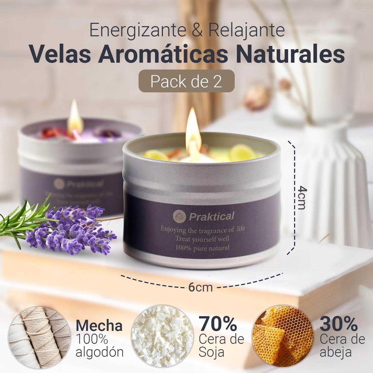 Naturalne Sojowe Świece Aromaterapeutyczne Lavanda Cedro Canela Bez Parafiny Zestaw 2