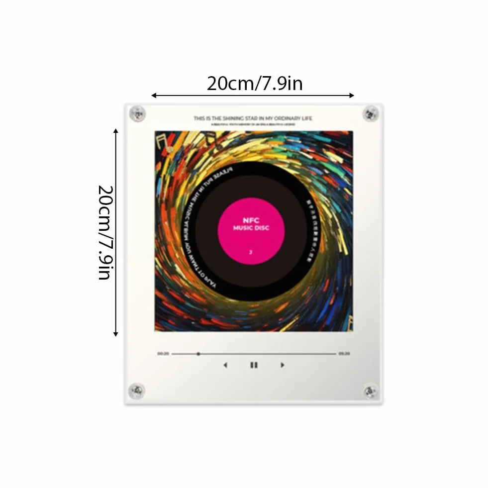 Reproductor de música NFC acrílico 7.9 pulgadas con luces LED integradas, 9 discos preconfigurados