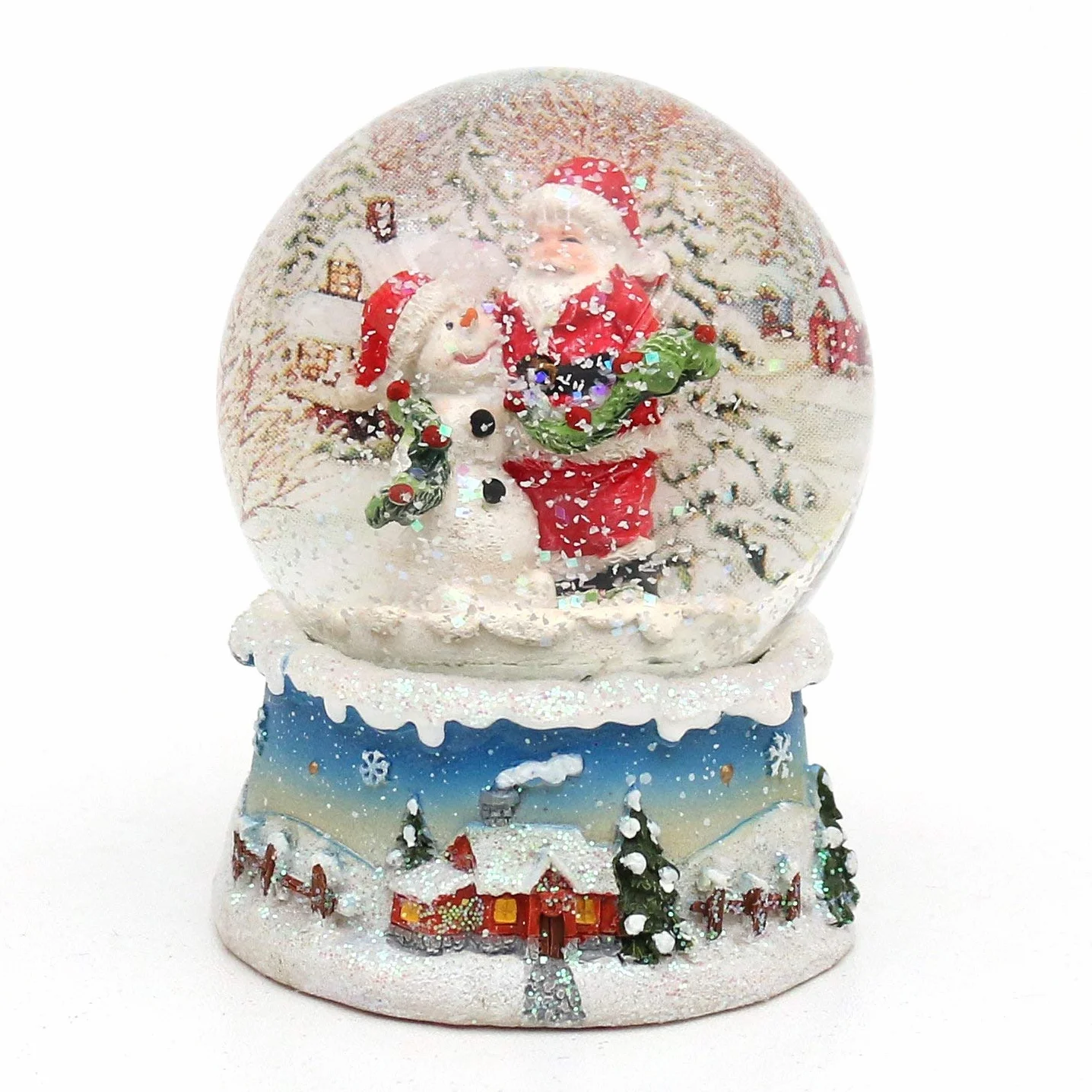 Maravillosa Bola de Nieve Papá Noel con muñeco de Nieve 8,5 x 7 cm Ø 6,5 cm