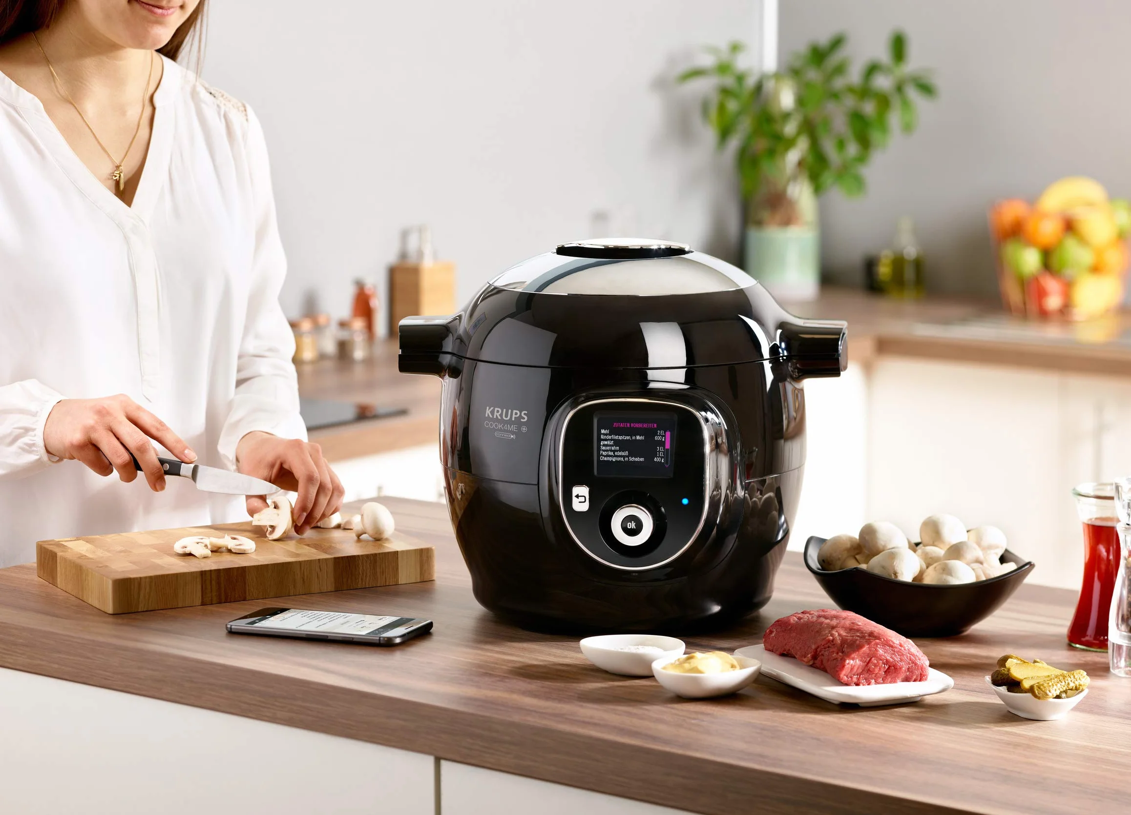Krups CZ7158 Cook4Me+ Connect Robot de cocina 1600W olla a presión eléctrica 4 litros negro gris