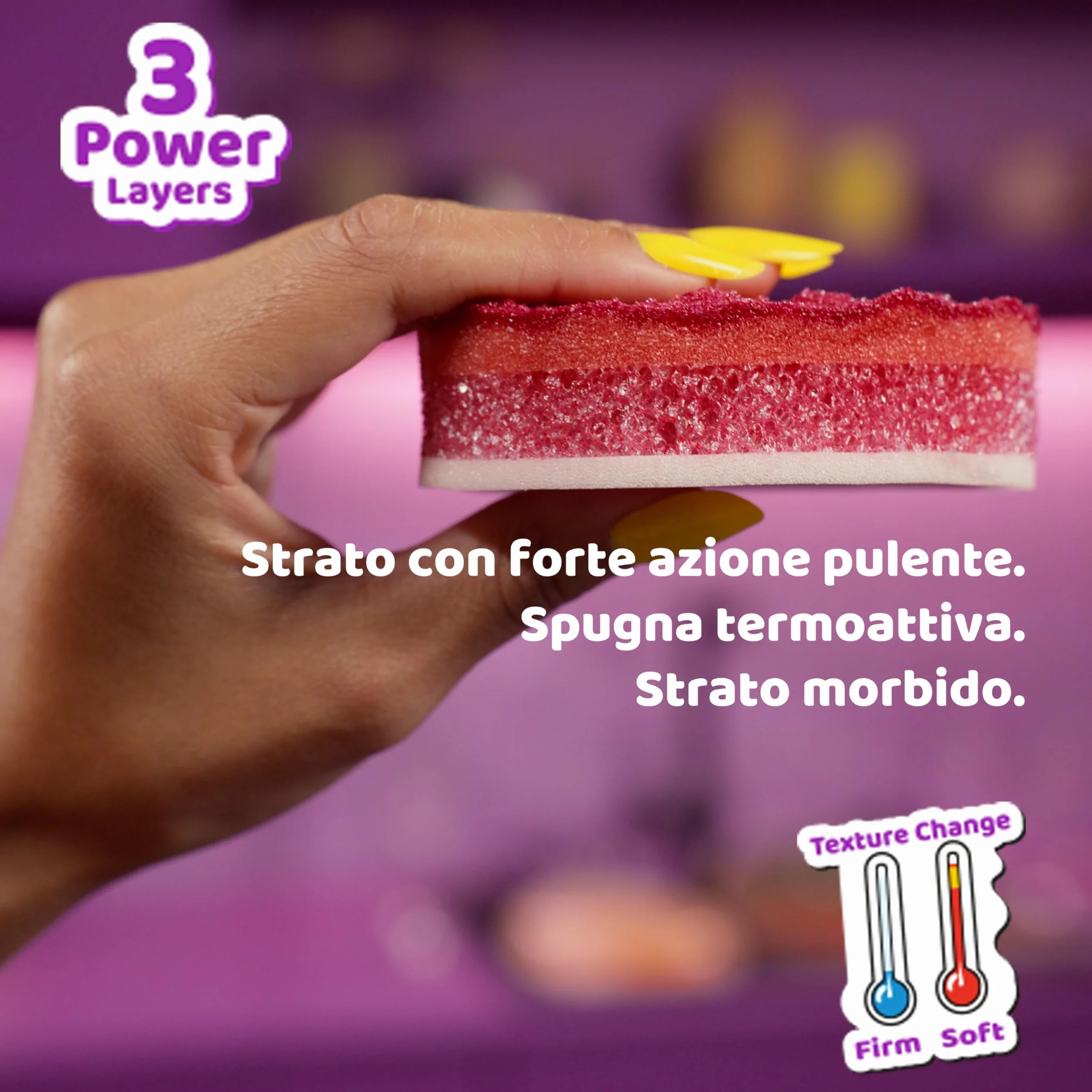 Punch de Esponja, Pack de 4 – Rectores potentes y Flexibles, Multiusos sin arañazos, con Perfume Fresco. Ideal para Cocina, baño y Exterior. Limpieza Diaria eficaz.