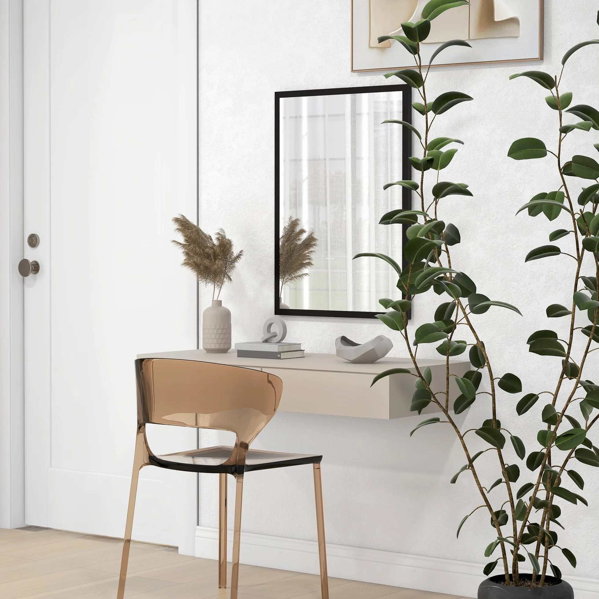 HOMCOM Espejo de Pared, 70x50 cm, Espejo de Baño Rectangular, Decorativo para Salón, Entrada, Pasillo, Horizontal o Vertical, Negro