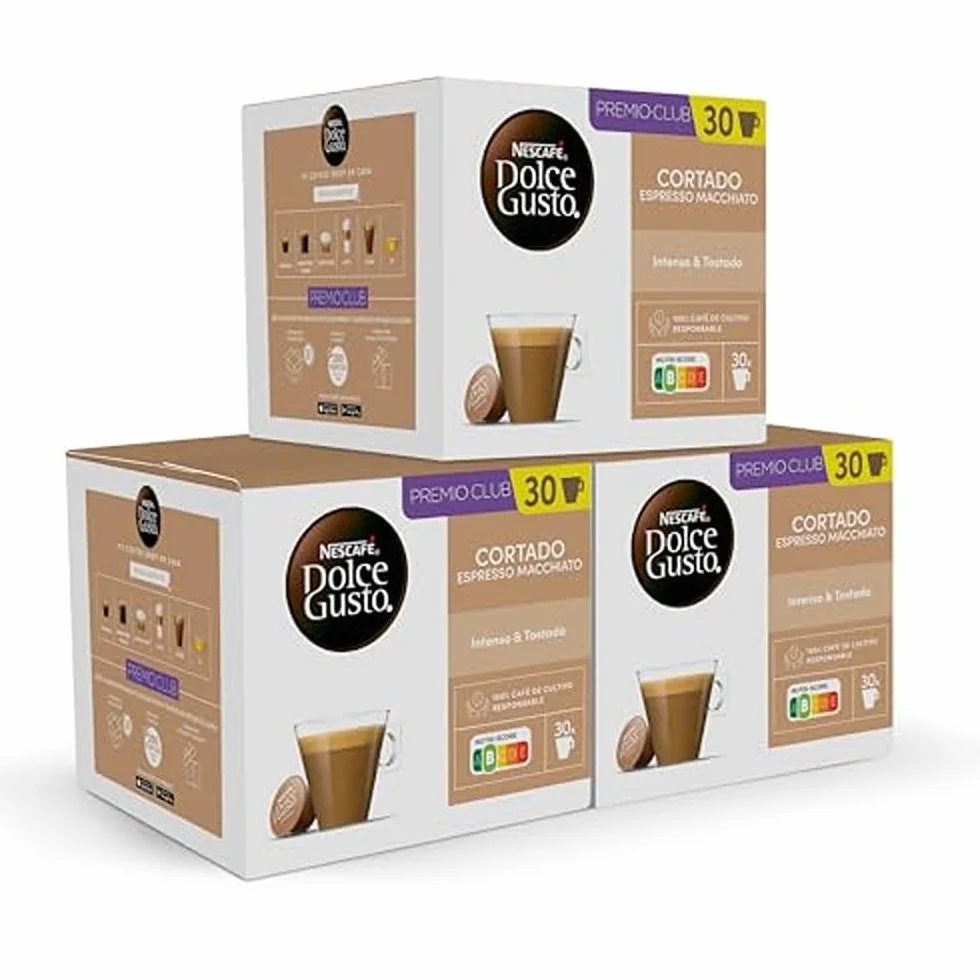 NESCAFÉ Dolce Gusto Cortado Cápsulas de Café 90 Cápsulas (3 x 30) Notas a almendra tostada Originales