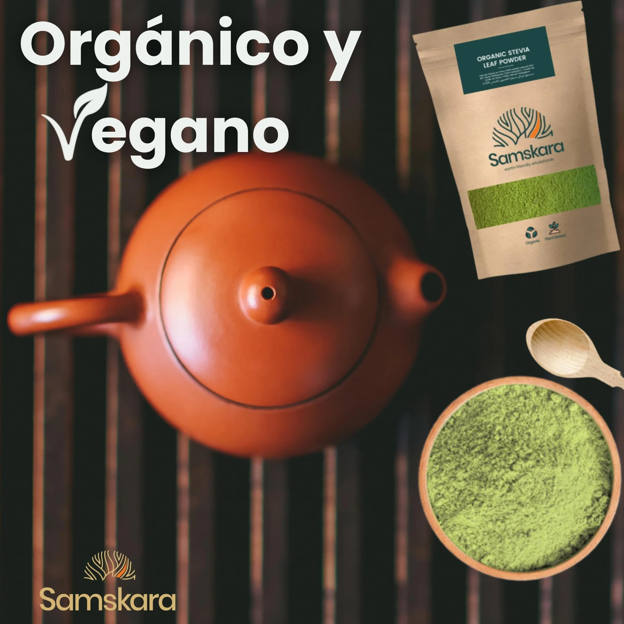 Stevia en Polvo Natural Pura Orgánica Hojas de Estevia Molidas 100% Naturales BIO Ecológico Endulzante 100 g
