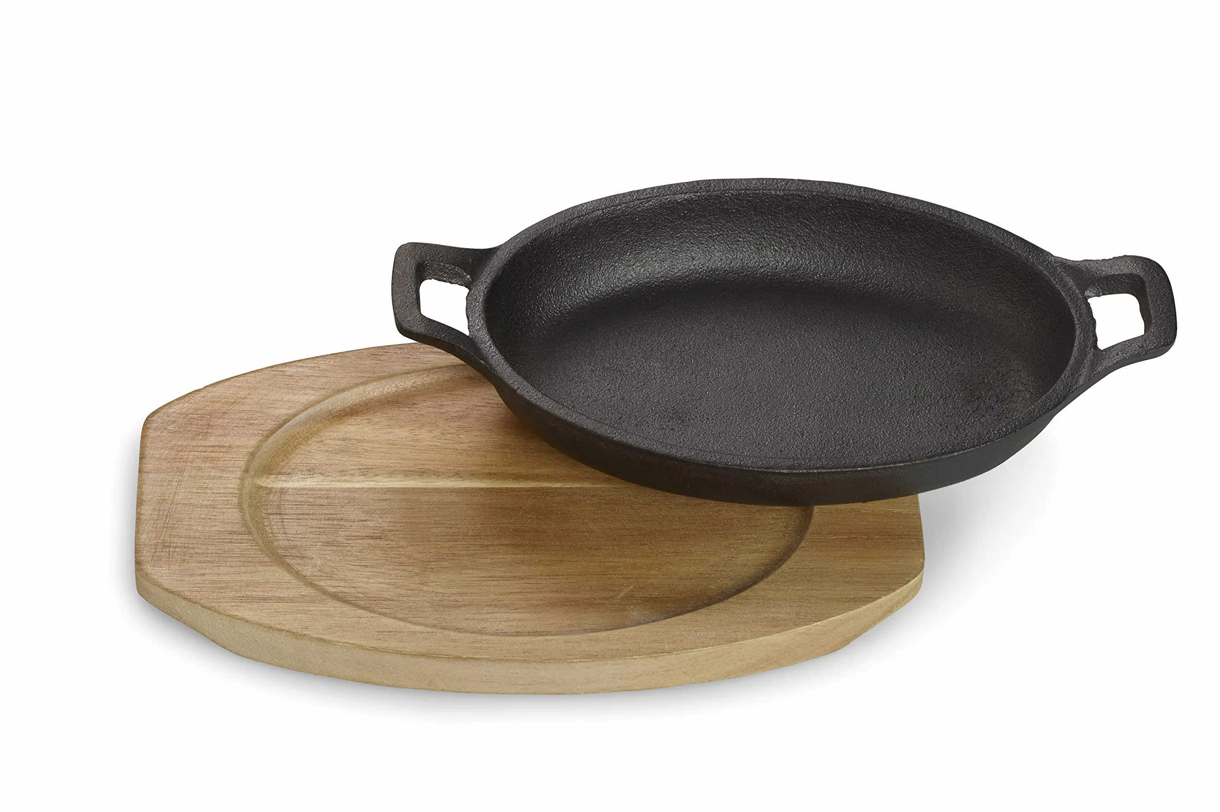 ECHTWERK Juego de 4 fuentes de hierro fundido, fuente de servir, cazuela con tabla de servir, sartén grill, ya cocida, apta para hornos, parrillas y barbacoas, ideal para servir, Gran edición