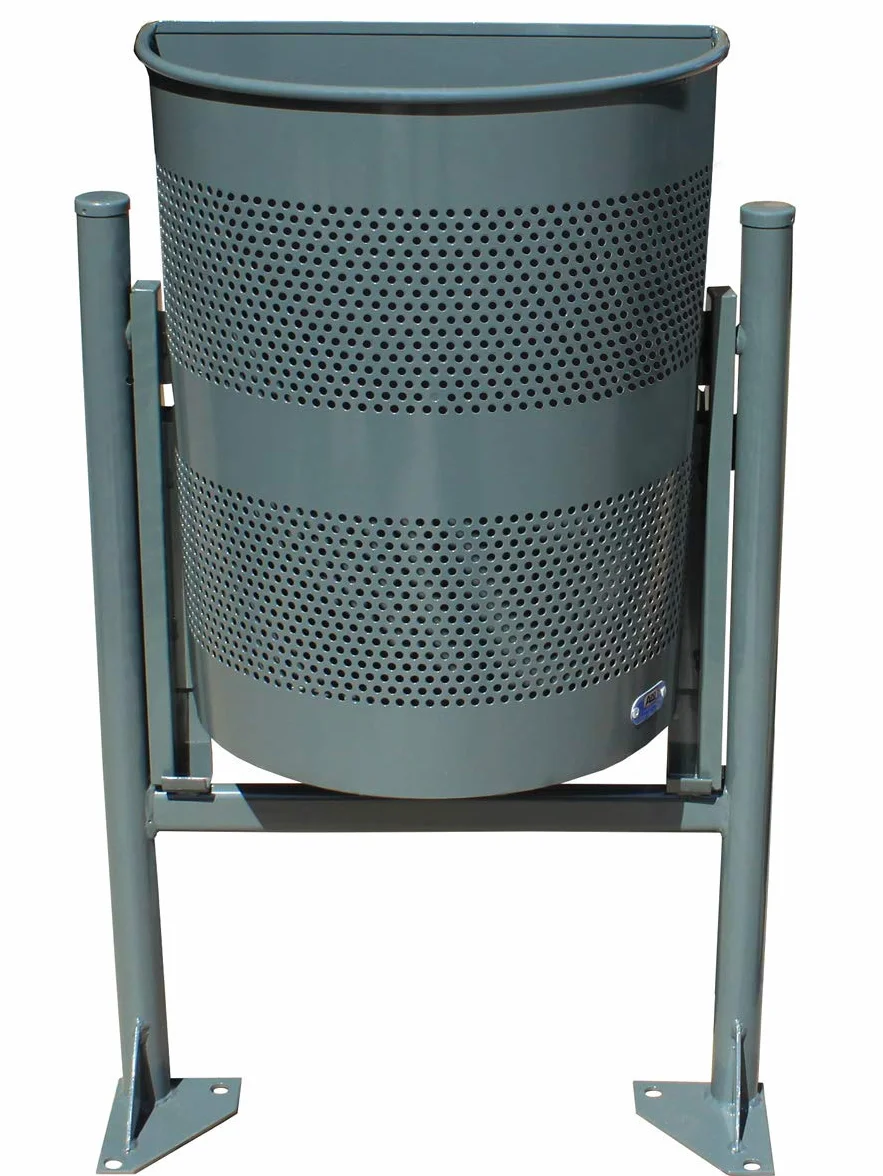 PAL | Papelera exterior de Calle metalica semicircular | papelera hierro jardin de Hierro Gris - 1 Papelera