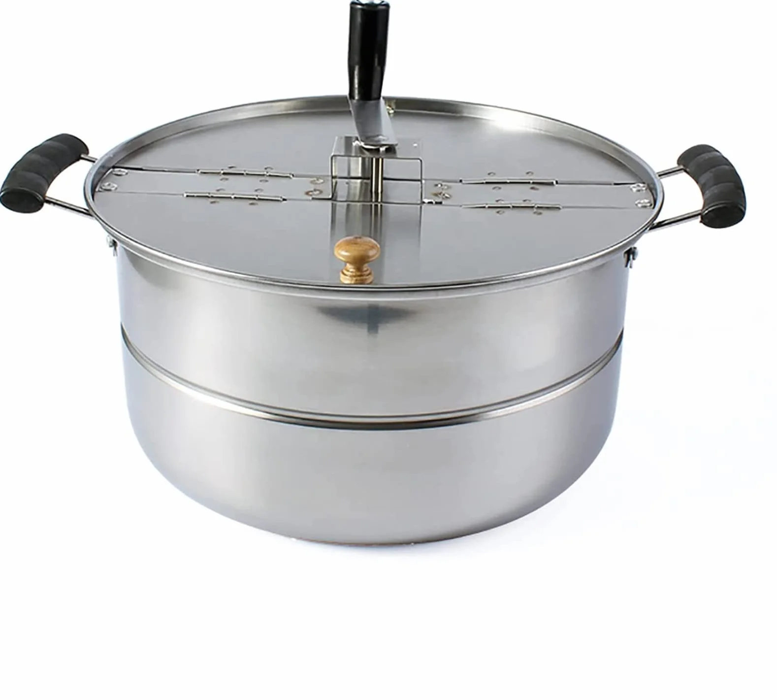 Mezcla Manual De Olla De Palomitas De Maíz De Acero Inoxidable Estufa Casera Máquina De Palomitas De Maíz a Gas Comercial Antiadherente Manual Máquina De Maíz con Manivela De Aceite Caliente