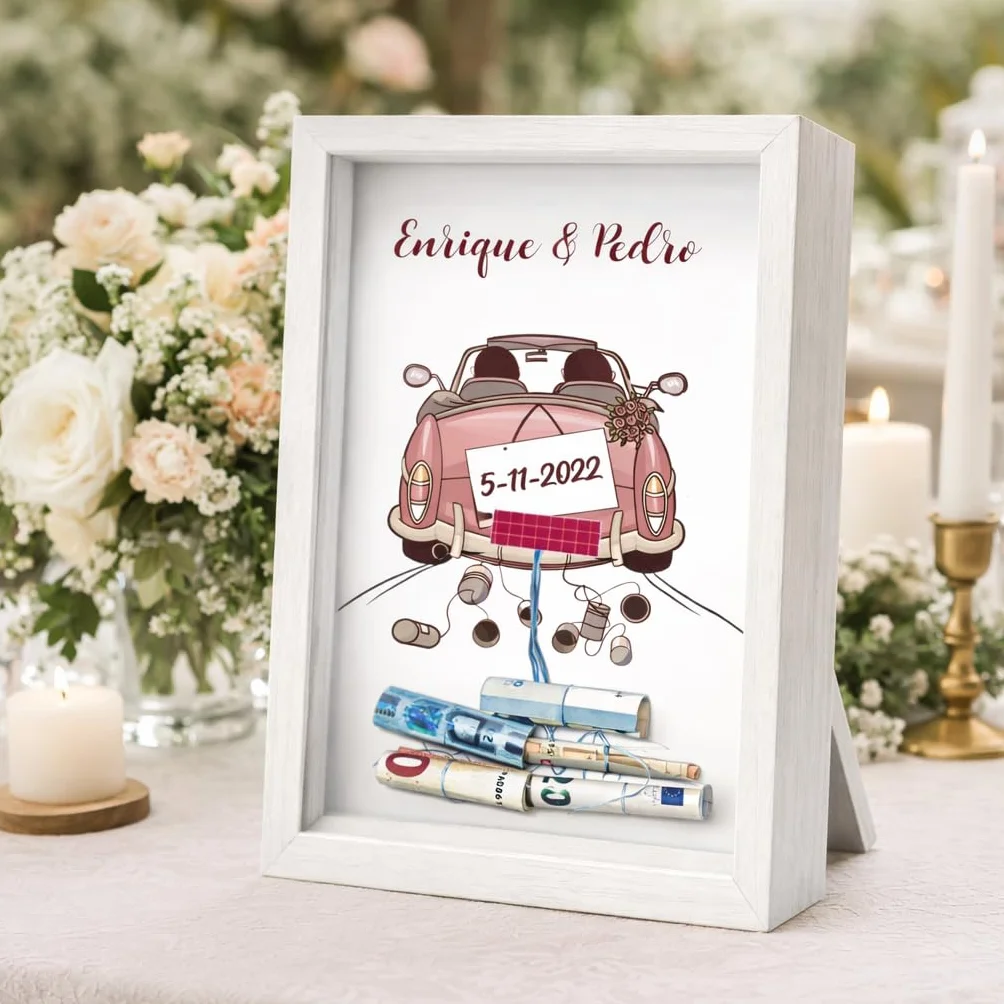 Cuadro Personalizado Regalar Dinero Boda Hucha Original Billetes Marco 3D