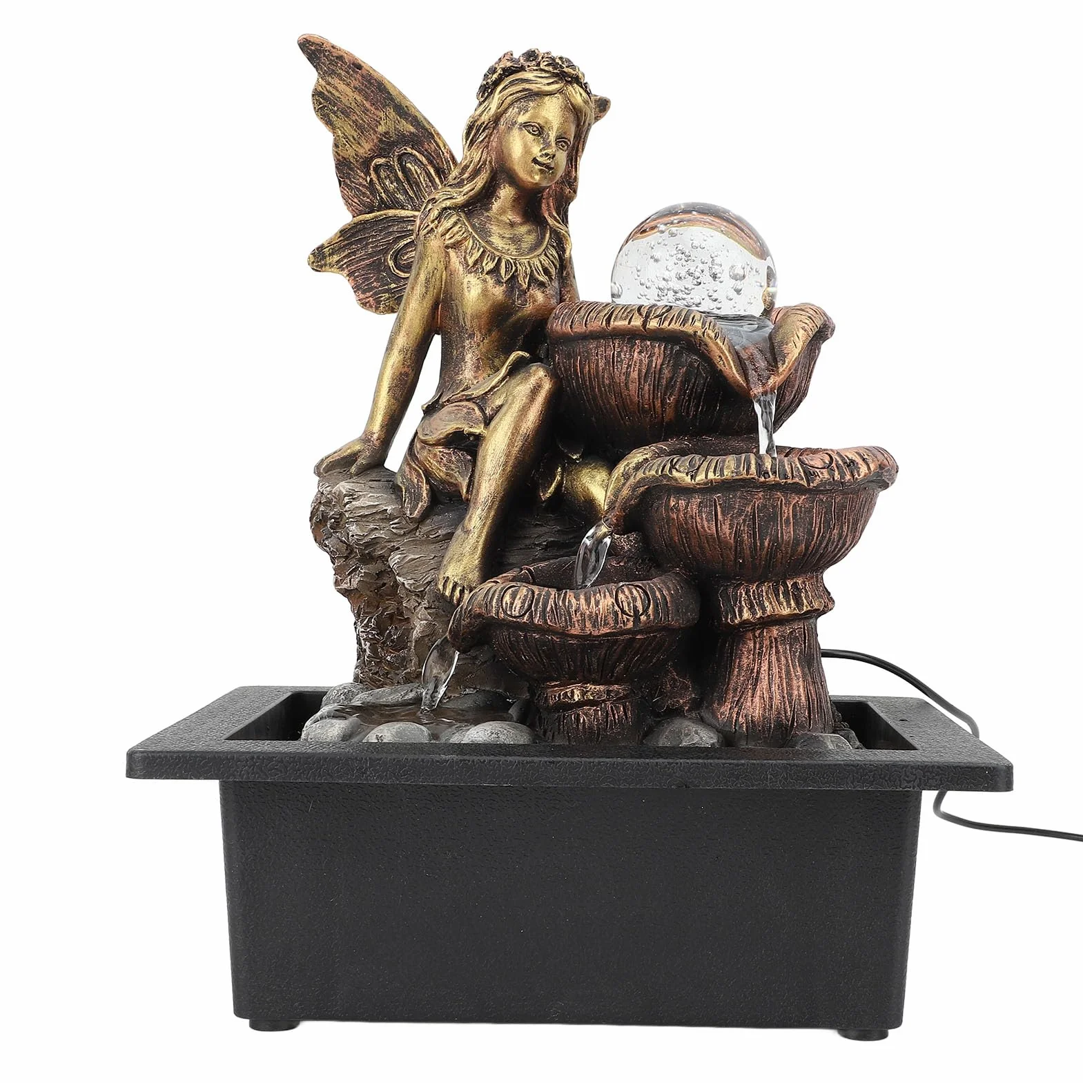 Fuente de Mesa, Fuentes de Agua Fuente Interior USB Bomba Silenciosa Aumentar la Humedad Decorativa con Luz LED Fuente de Escritorio de Meditación Zen Interior para Oficina en Casa