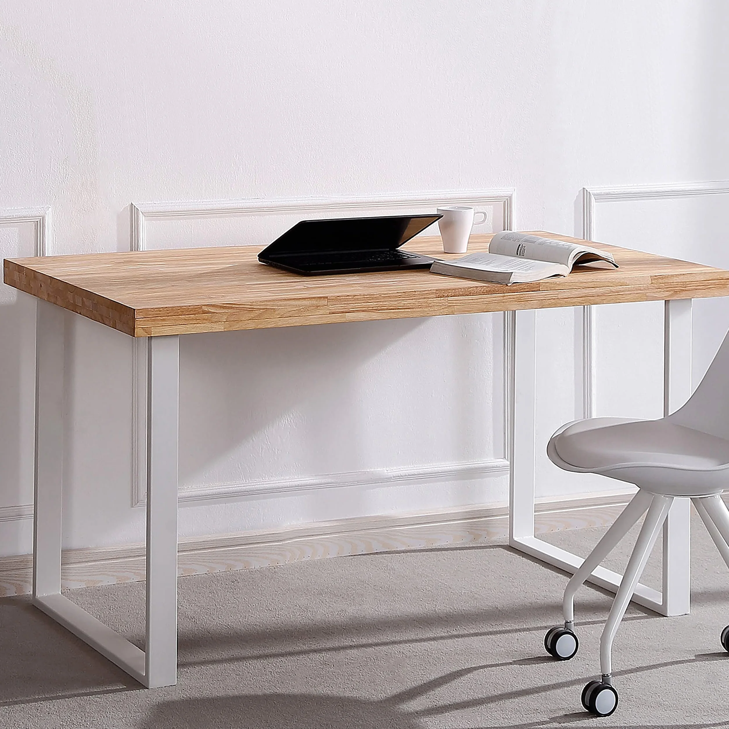 Mesa de Estudio Adec Group Natural Roble Salvaje y Blanco 120x60x73 cm