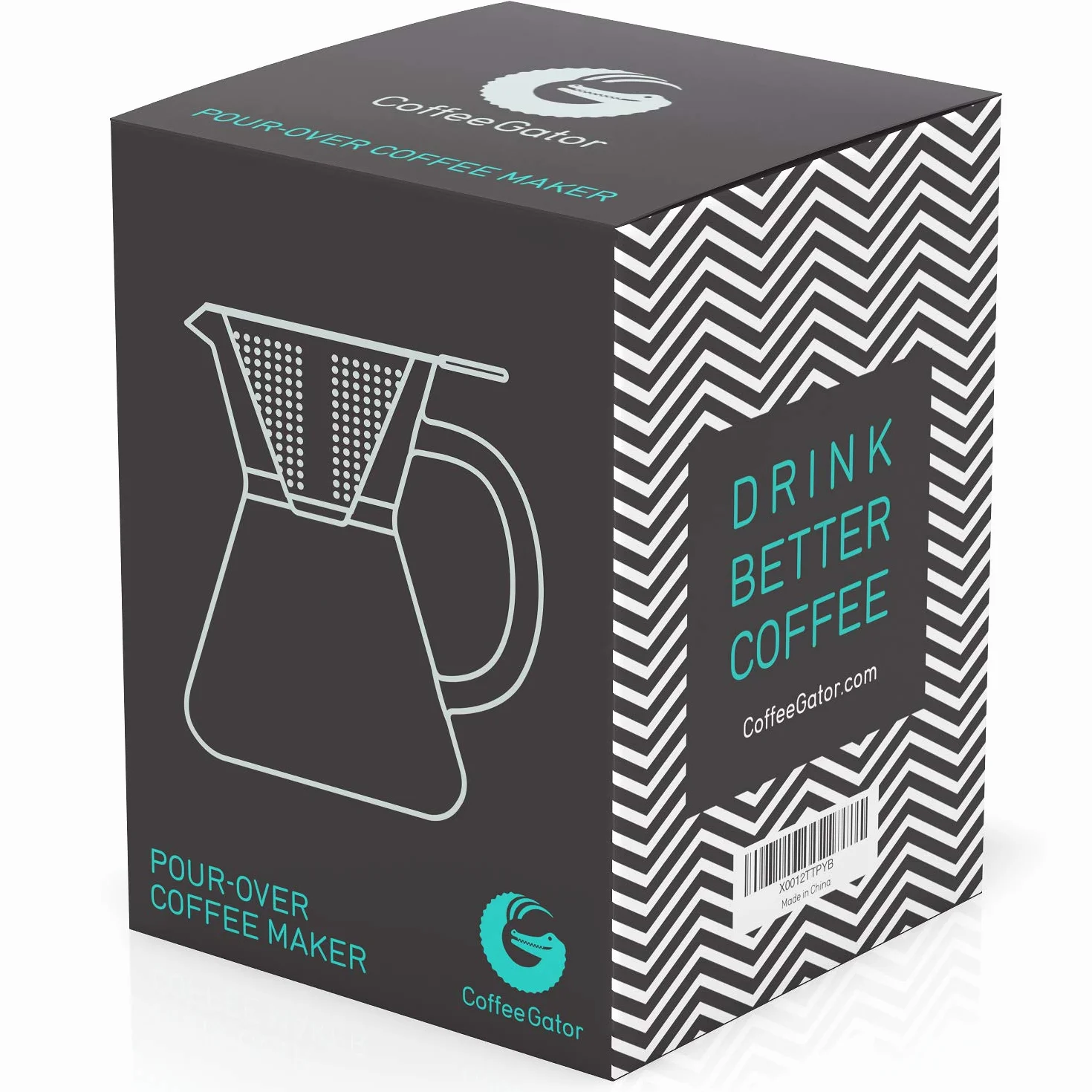 Coffee Gator Cafetera de goteo Pour Over manual con filtro de café permanente de acero inoxidable y jarra. (400ml)