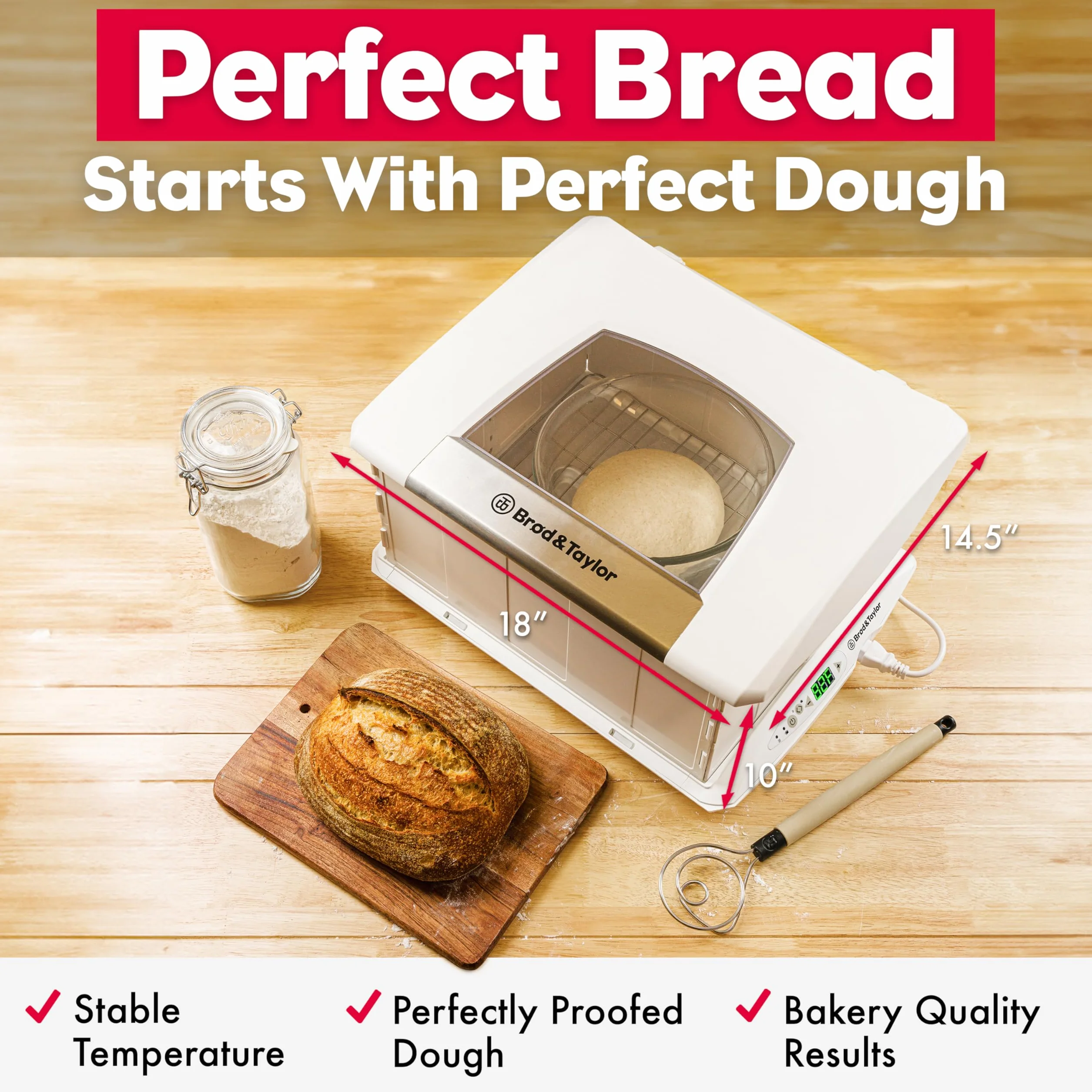 Brod & Taylor Folding Proofer & Slow Cooker Proofer z Półką Akcesoryjną, Biały