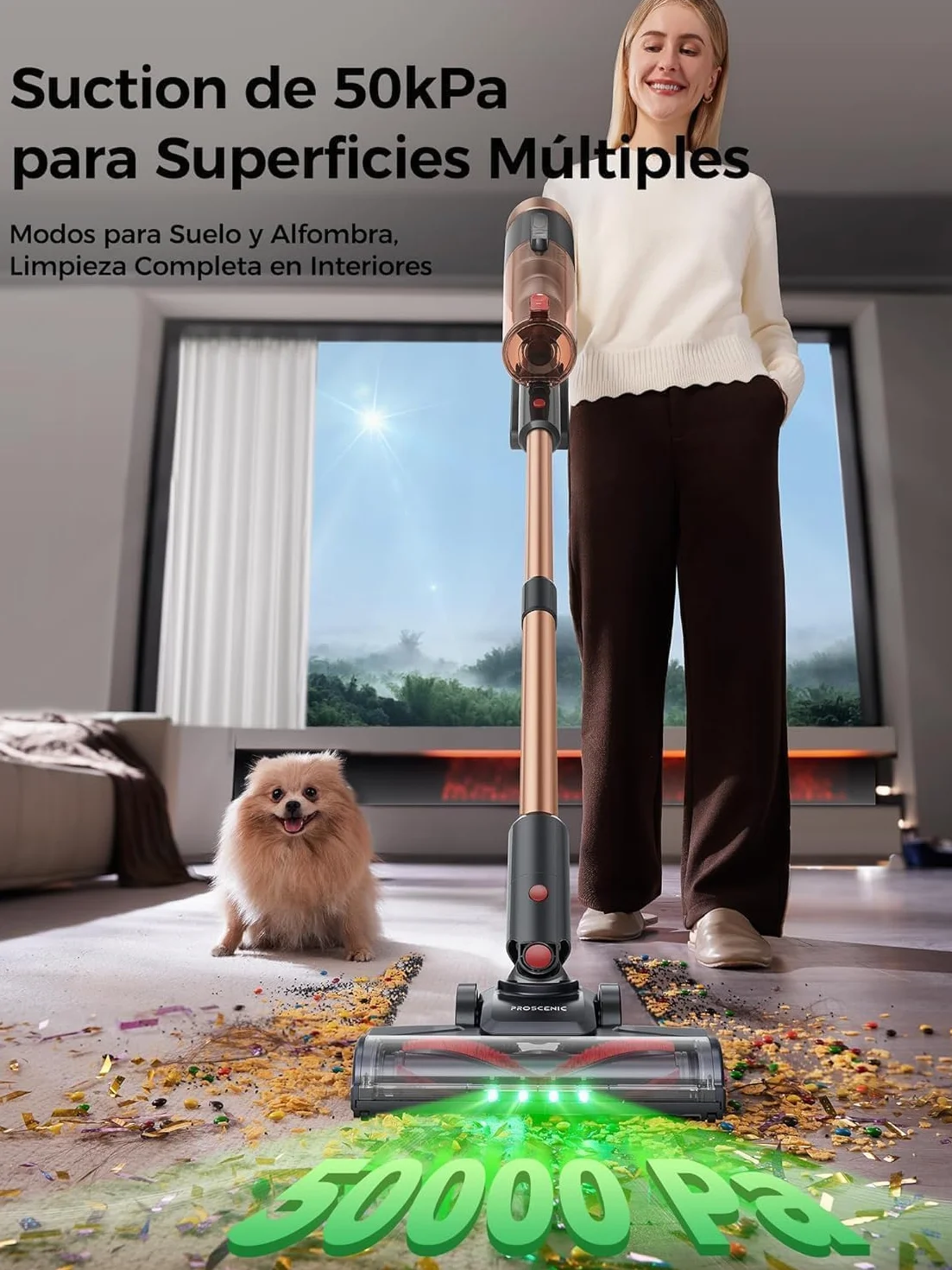 Proscenic P11 Ultra+ Aspiradora sin Cable 50KPa 500W 50Min Cepillo Antienredos Pantalla LED