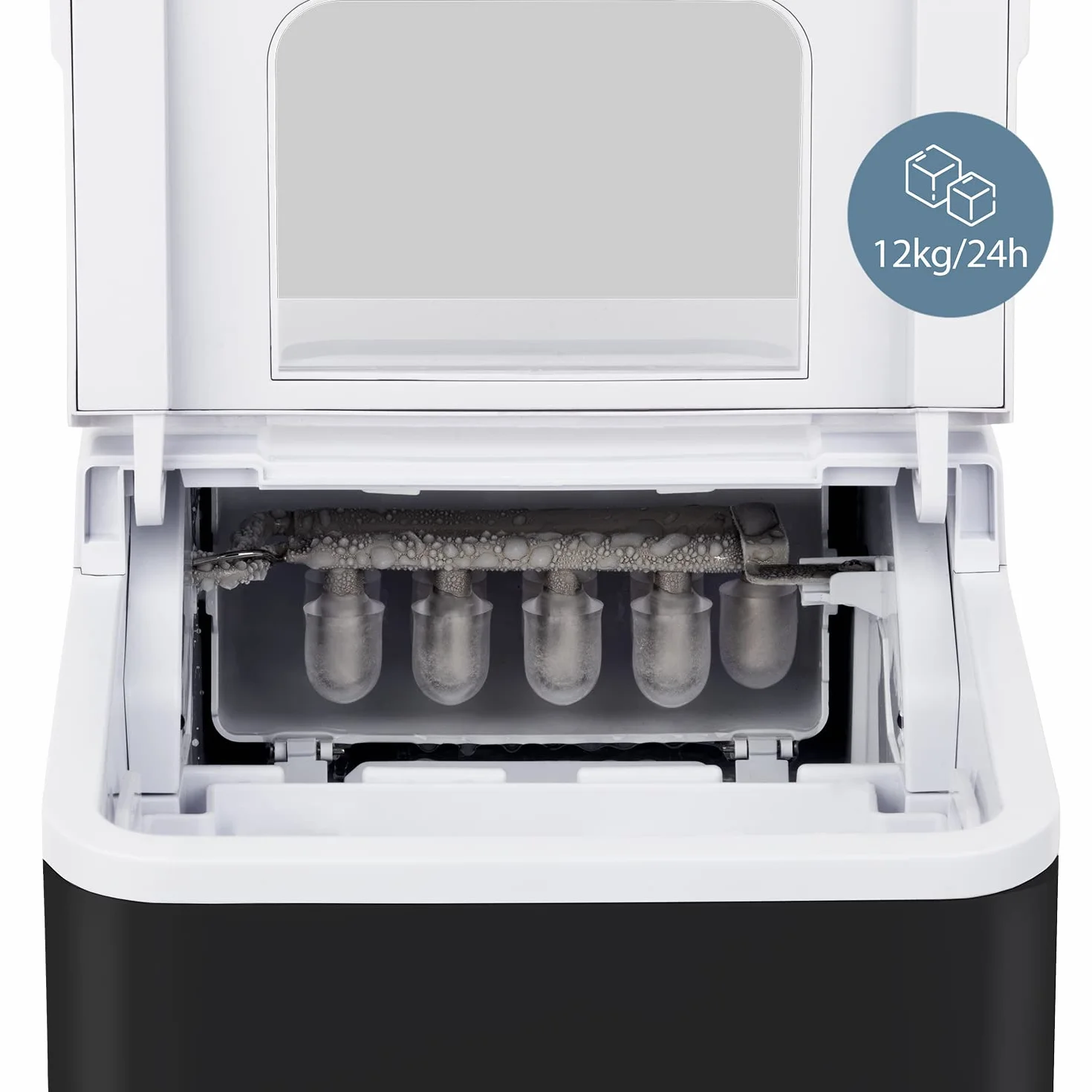Weasy Máquina para hacer cubitos de hielo KW12, 120 W, bandeja extraíble, 12kg de hielo al día