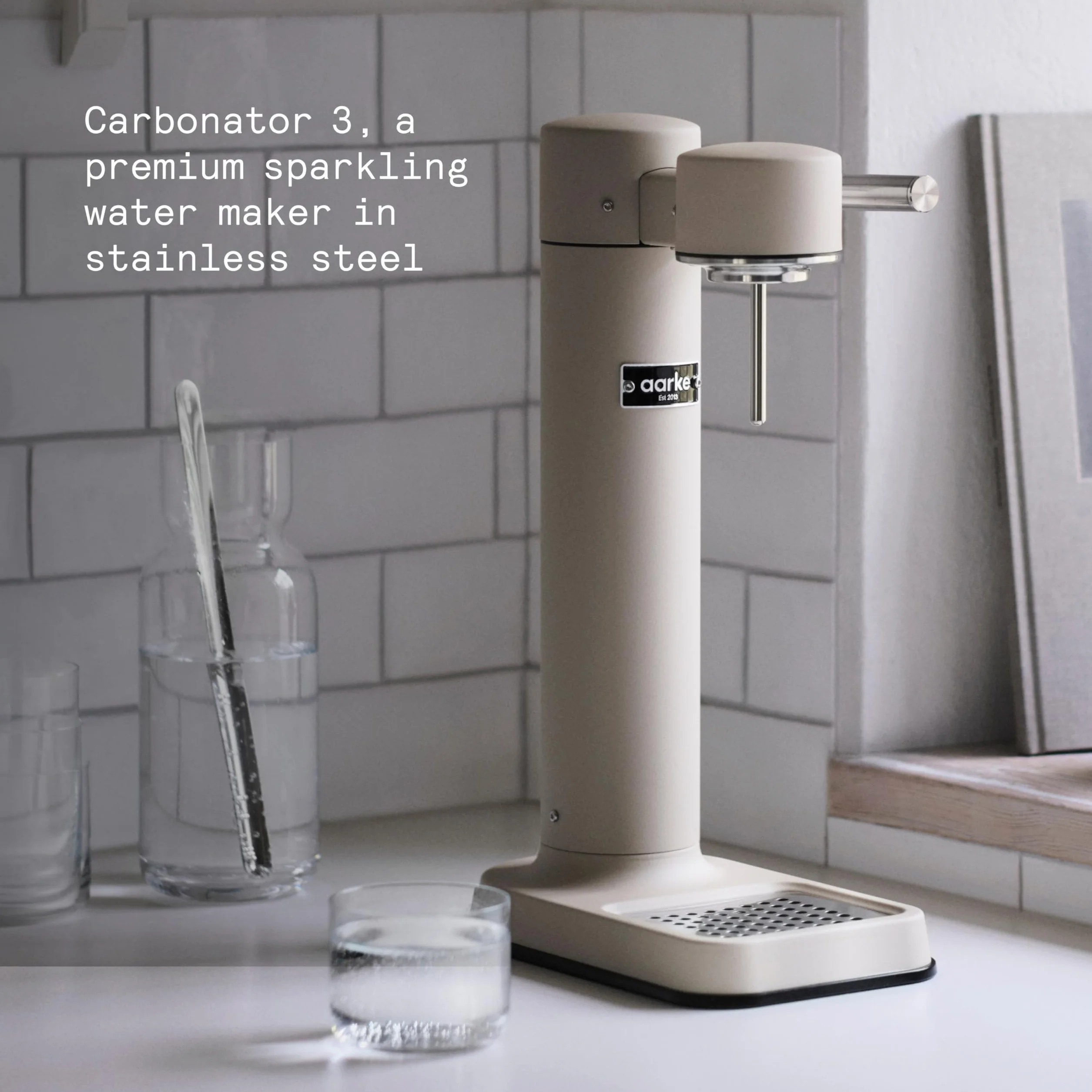 Aarke Carbonator 3 fabricante de agua con gas acero inoxidable acabado arena 60 litros CO2