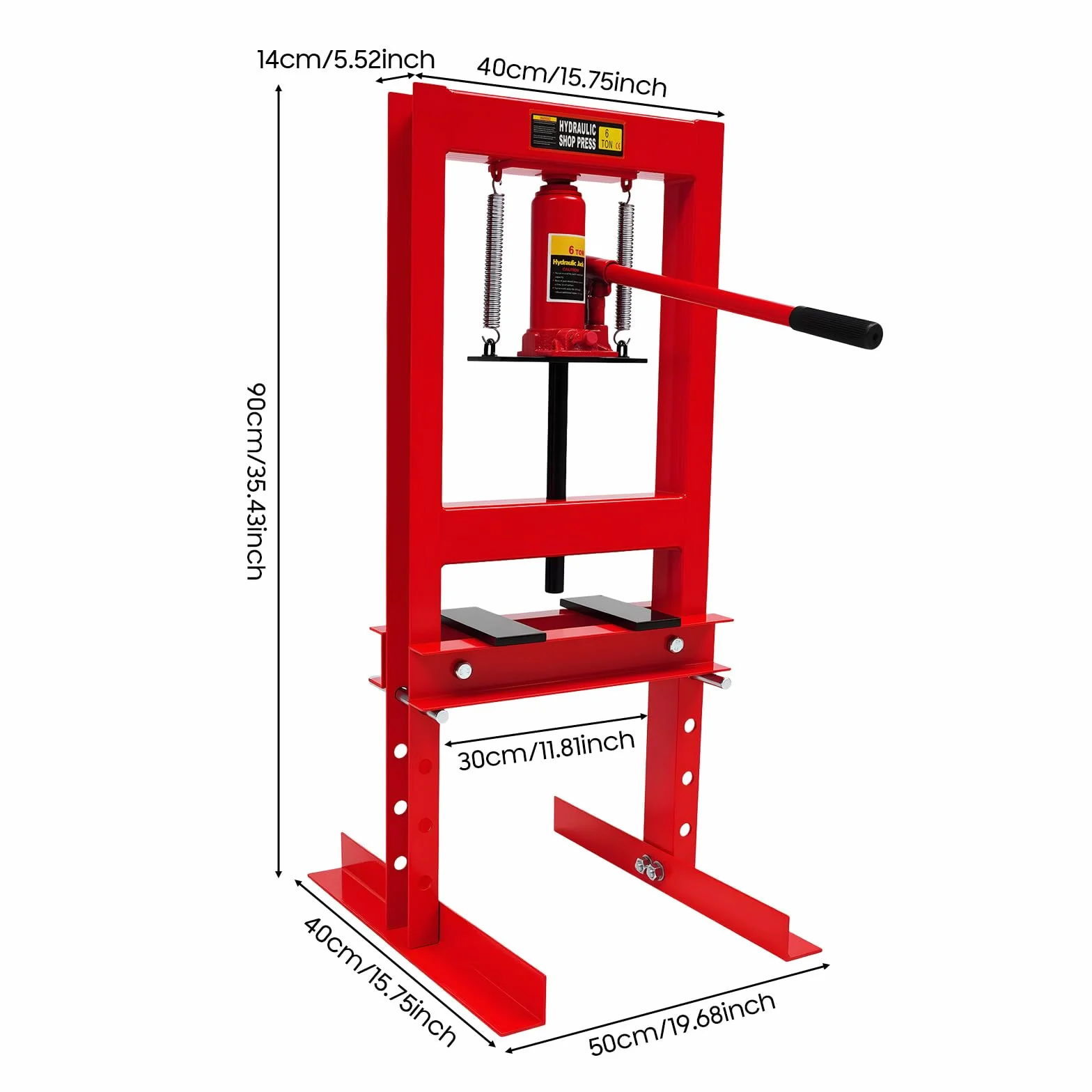 Prensa de taller, 50 x 40 x 90 cm, prensa hidráulica de acero al carbono con manómetro de 125 mm, carrera de 6 toneladas de fuerza de presión, prensa manual profesional para taller, prensa, troquelado
