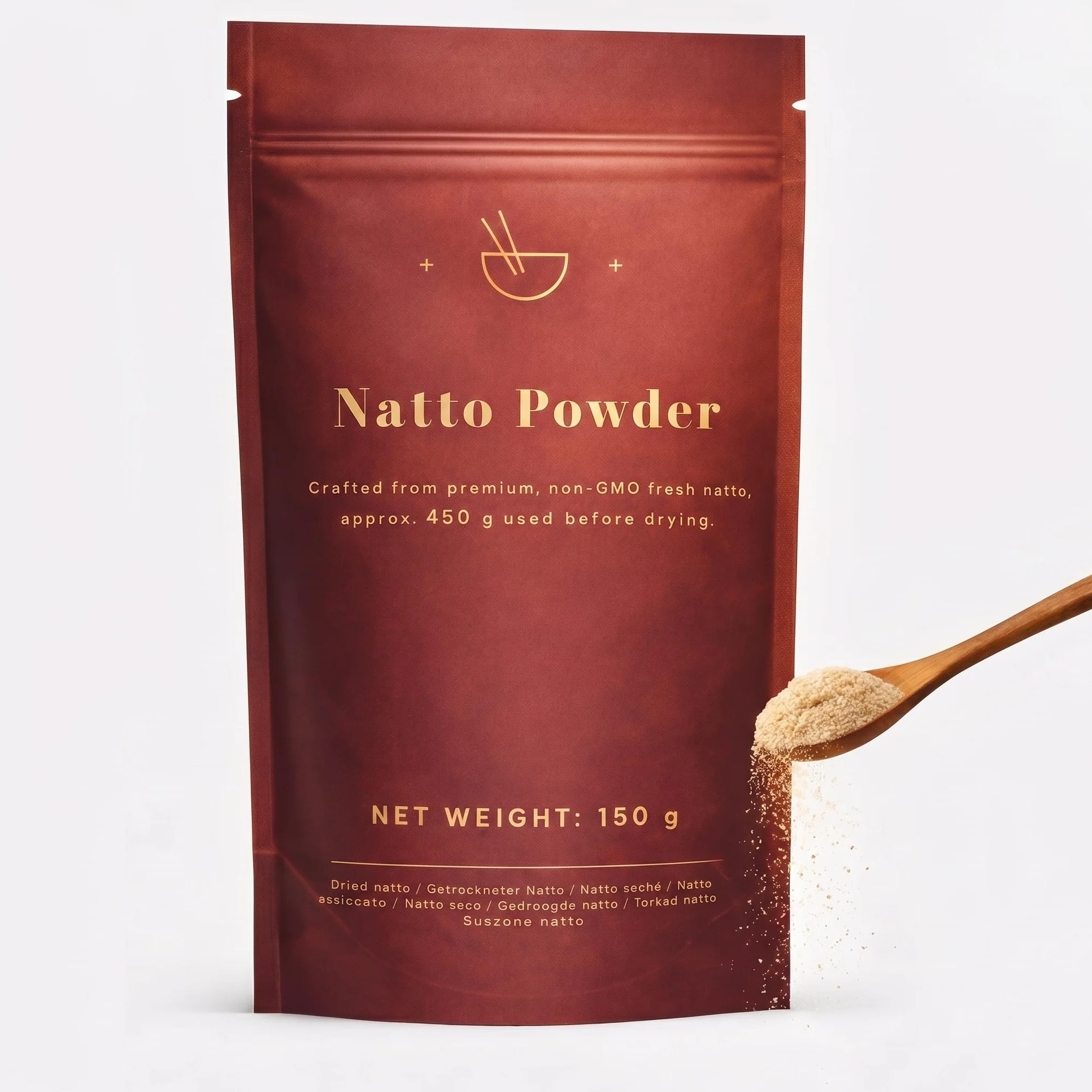 Natto en Polvo 150 g Rico en Vitamina K2 Soja Fermentada
