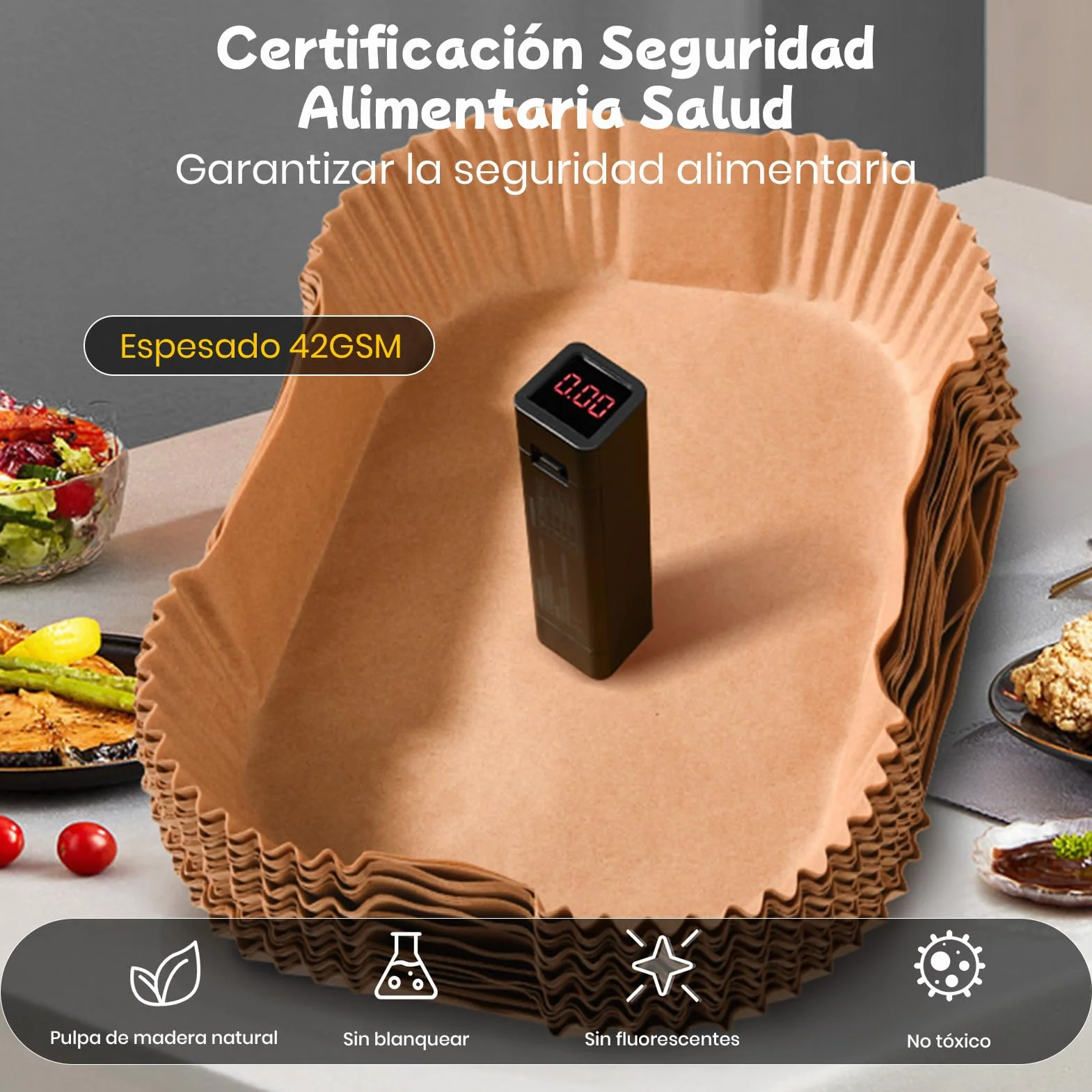 120 unidades de papel de horno para freidora de aire caliente de doble cámara, 20,5 x 14 cm, rectangular, antiadherente, papel de horno compatible con Ninja AF300EU,AF400EU,AF400EUCP Otras