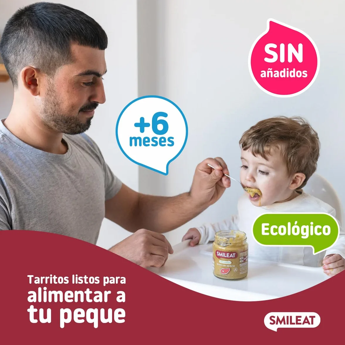 Smileat Tarrito Ecológico Ternera con Verduras 230 g para Bebés desde 6 Meses sin Gluten
