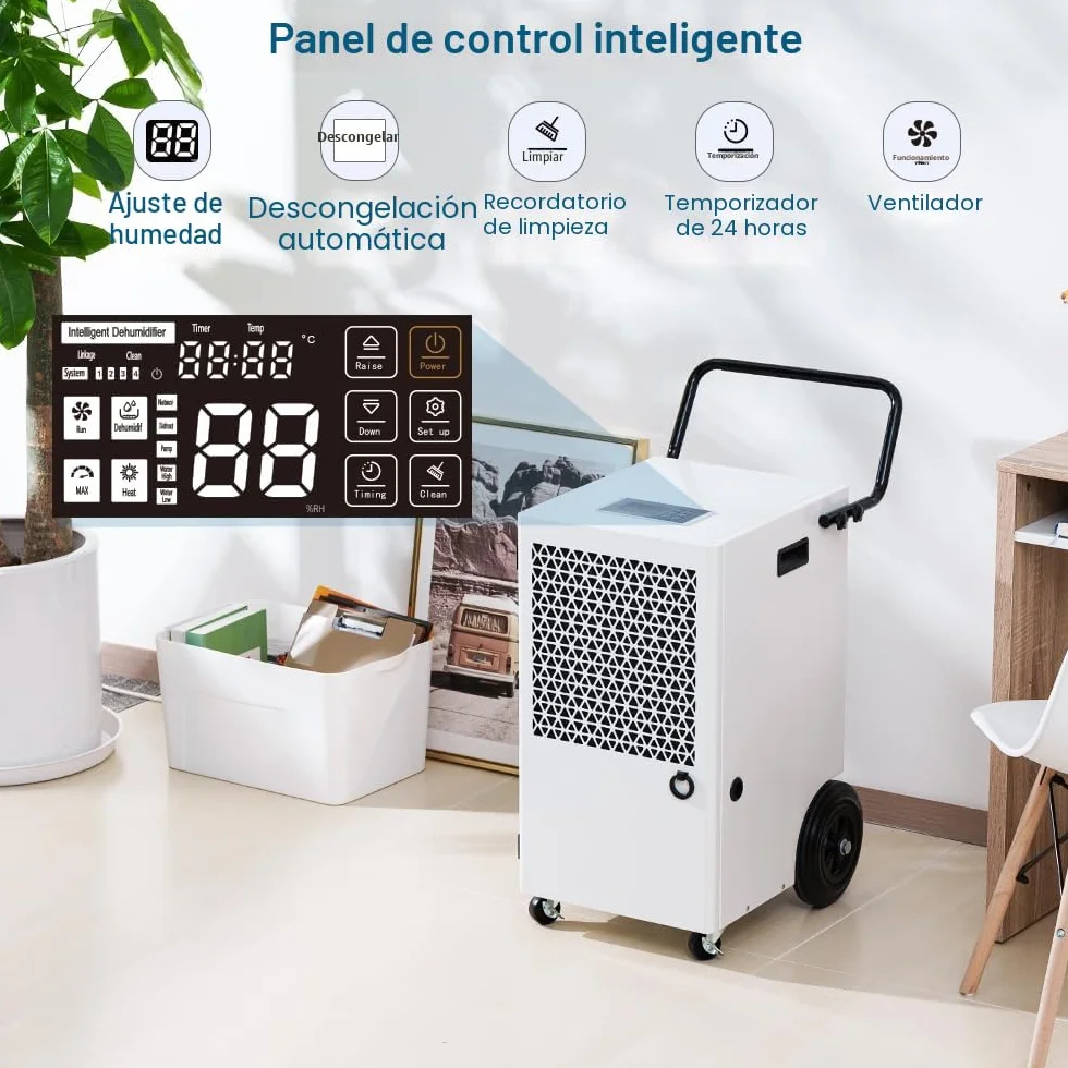 Deshumidificador Industrial Grandes Superficies 120L/Día: Área 300m²/600m3 Deshumidificadores con Sensor de Humedad Eléctrico Temporizador 24H Depósito de 7L para Trastero Baño y Garaje