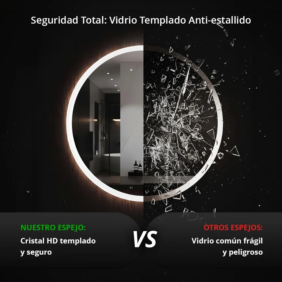 Marcanti Espejo Baño con Luz LED Regulable 80 cm Antivaho Interruptor Táctil Brillo Ajustable Memoria