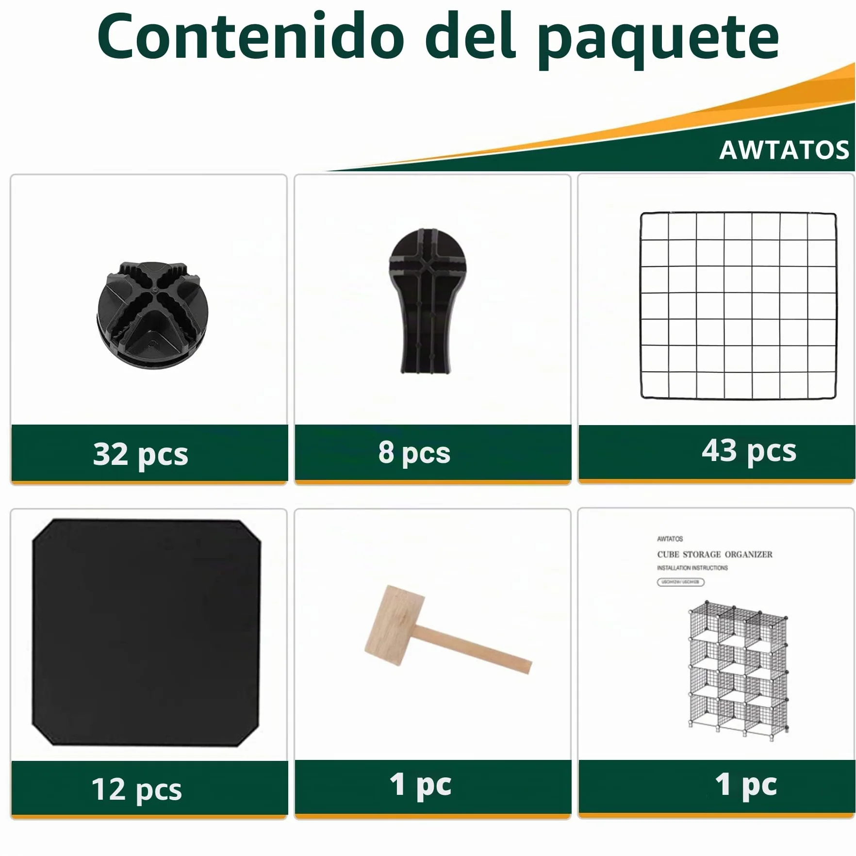 AWTATOS Estante de Almacenamiento 12 Cubos, Organizador modular de Alambre de Hierro, Negro