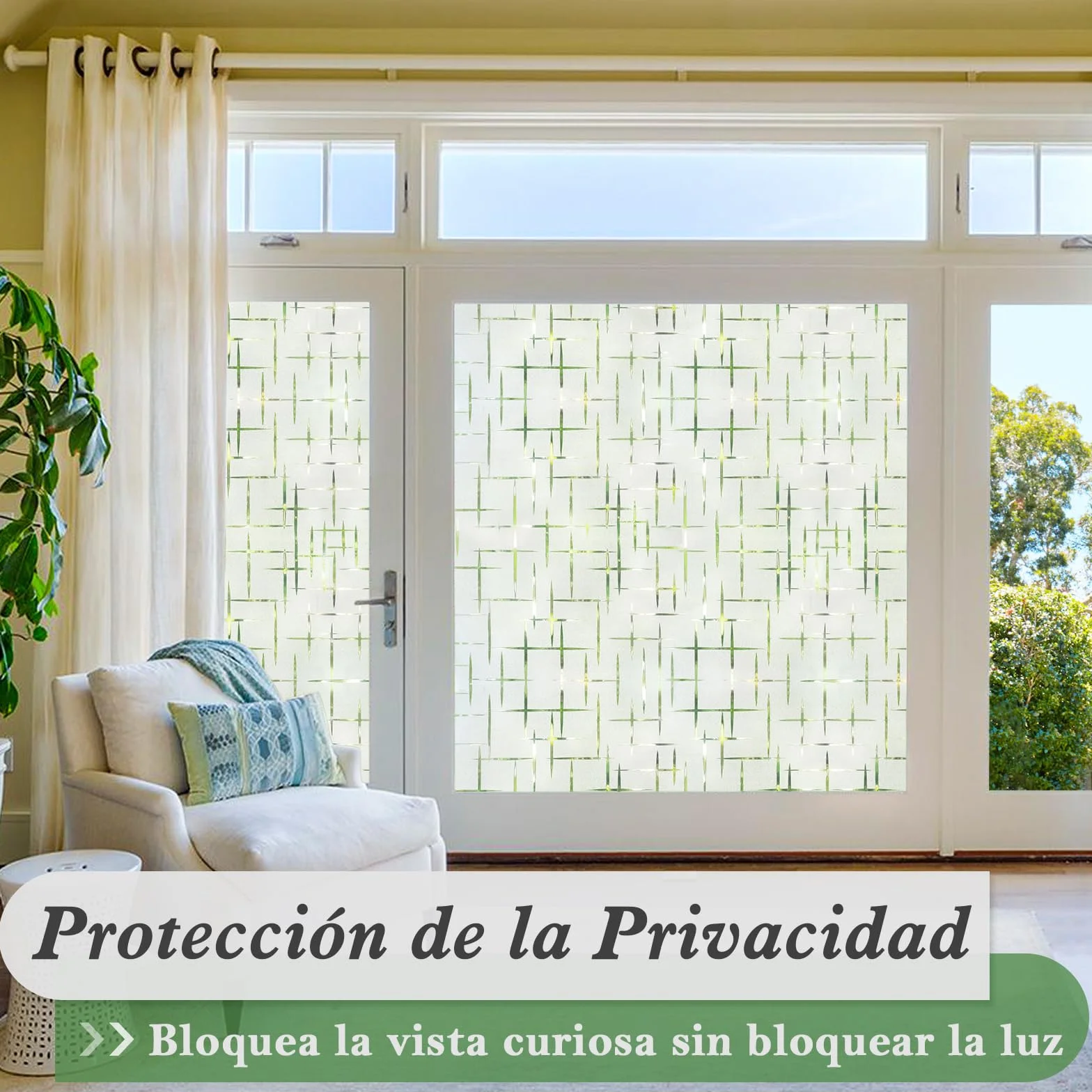 rabbitgoo Vinilos para Ventanas Privacidad, Vinilo Ventana Estatico, Pegatina Anti UV Calor, Lámina Translucido para Ventanas Adhesivo, Vinilo Cristal Reutilizable para Cocina Oficina, 60x200cm
